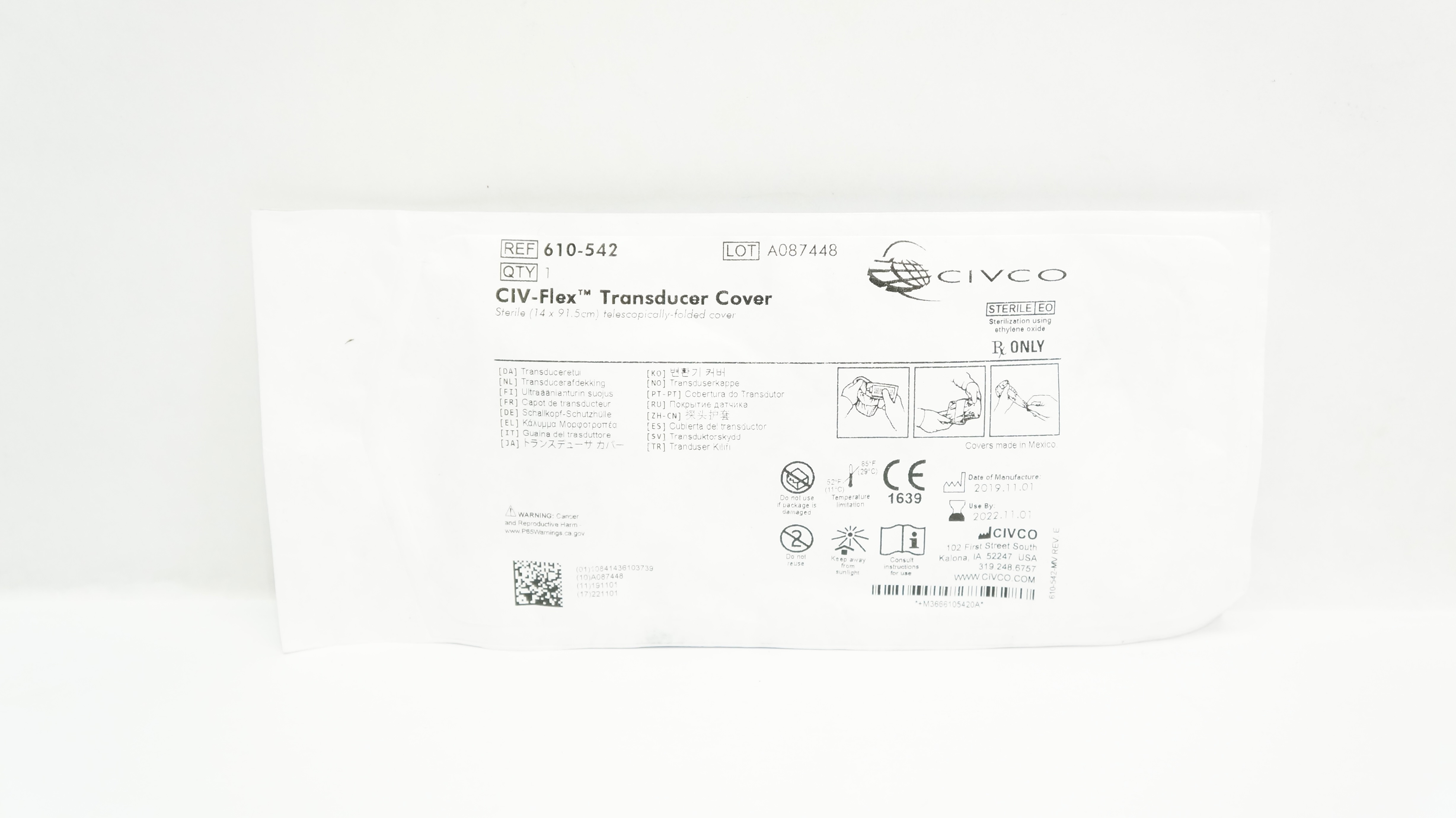Civco 610542 CIVFlex Transducer Cover Sterile 14 x 91.5cm (x)