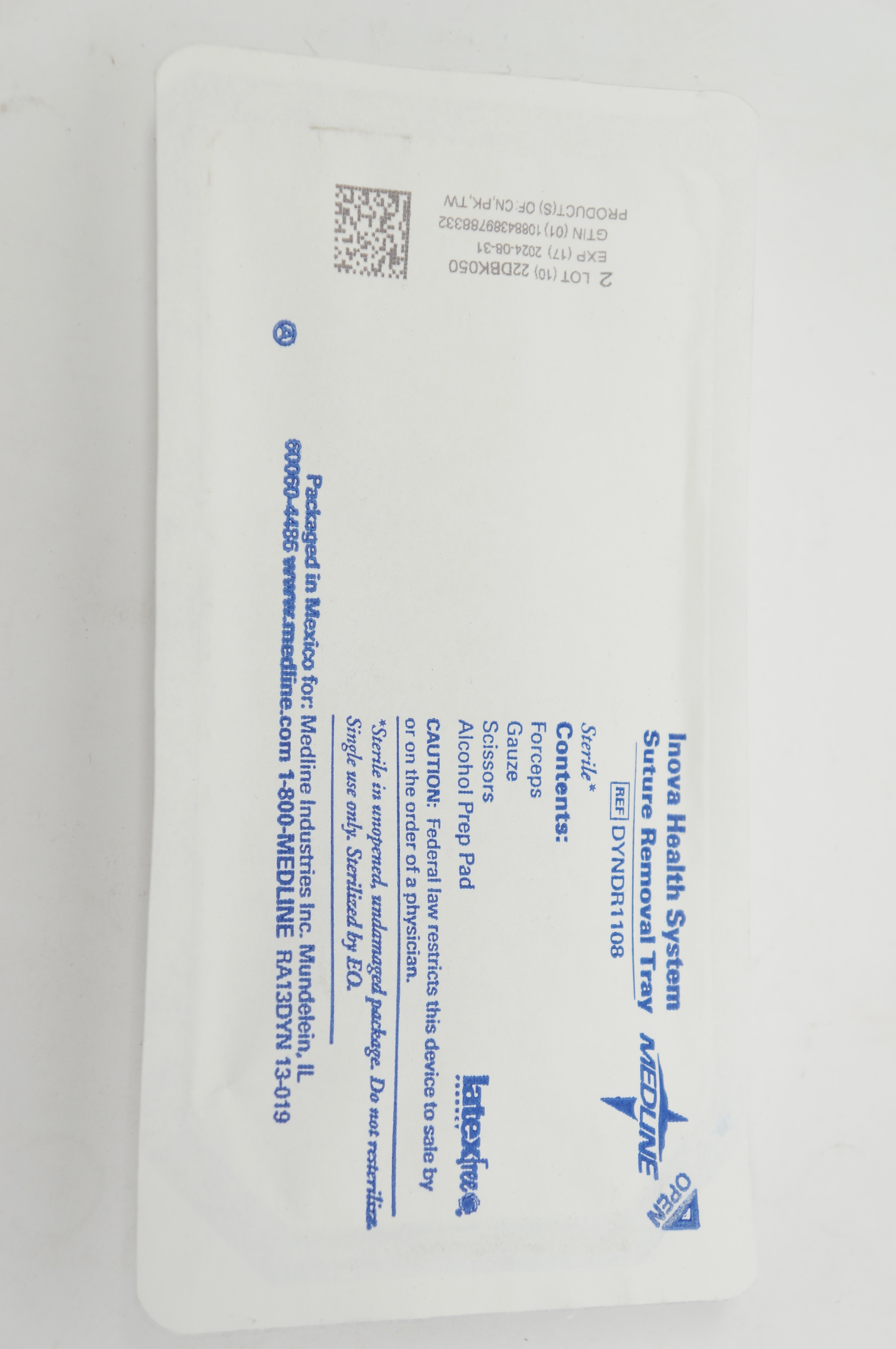 Medline DYNDR1108 Inova Health System Stre. Removal Tray