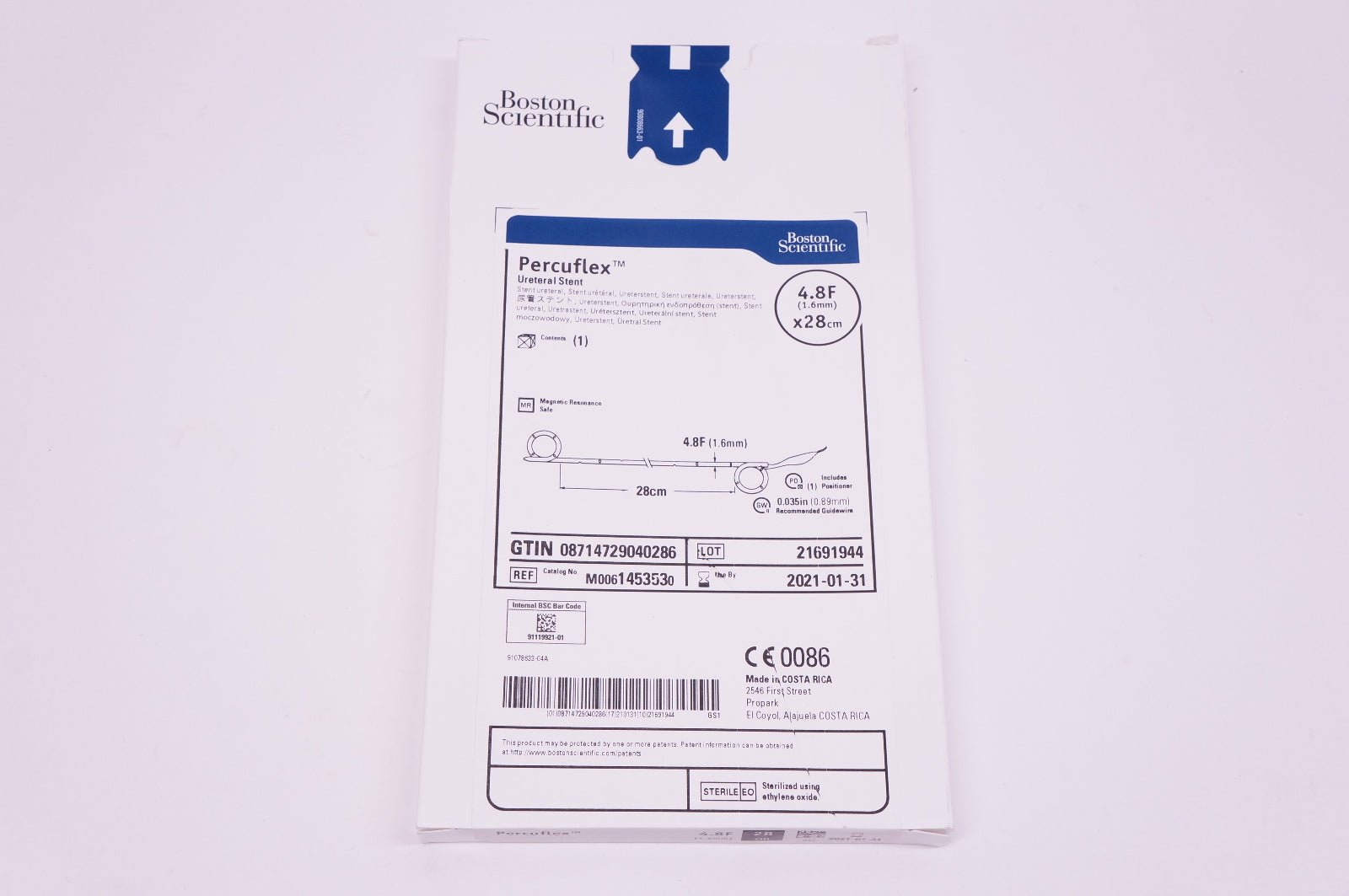 Boston Scientific 145353 Percuflex Ureteral Stnt 4.8F x 28cm