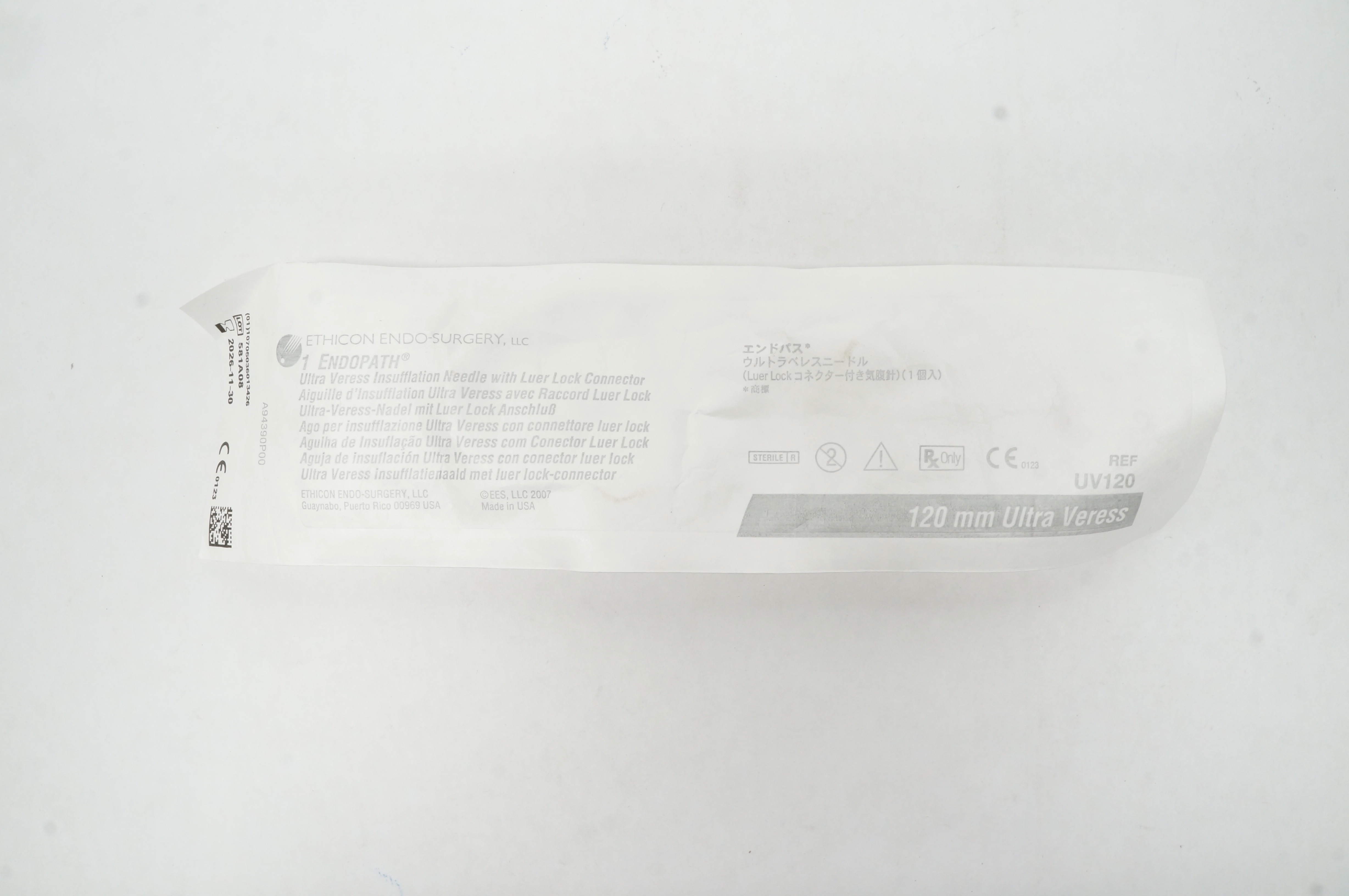 Endopath Ethicon UV120 1 Endopath Ultra Veress Insufflation Ndle 120 mm