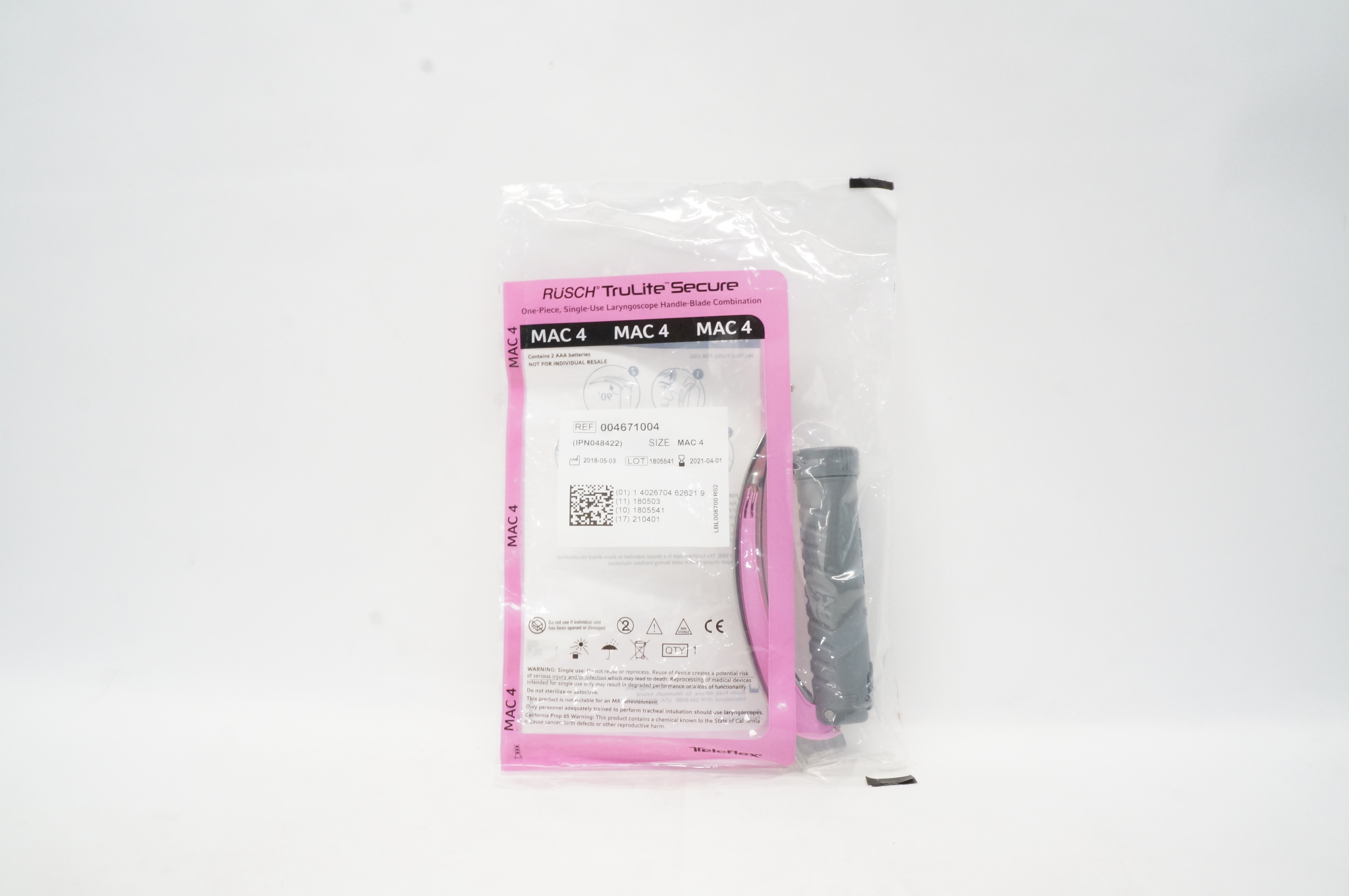 Teleflex 004671004 TruLite Secure Laryngoscope Handle-Blade Combination MAC 4(x)