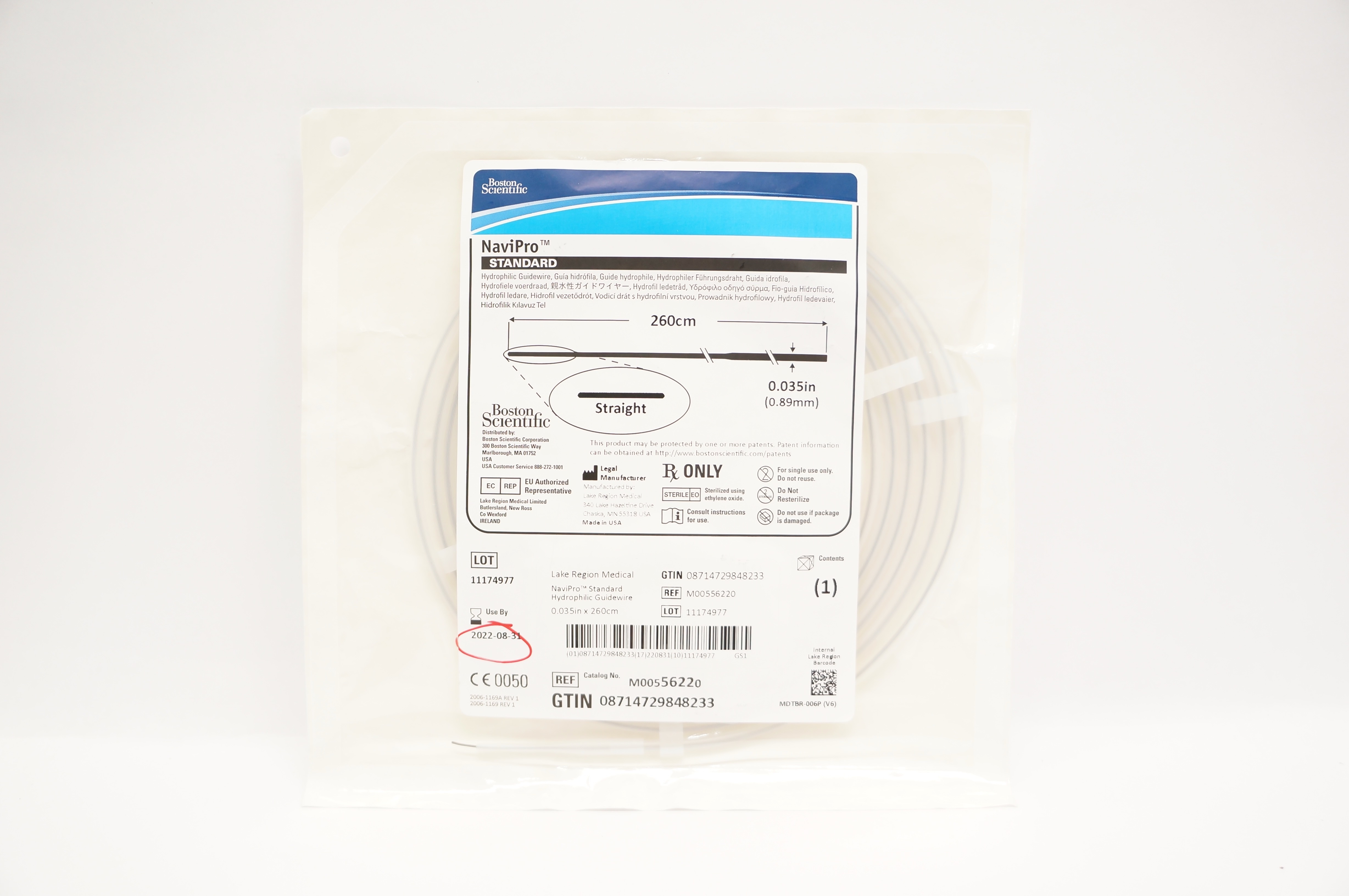 Boston Scientific 5622 NaviPro Standard,Straight 260cm x 0.035In (x)