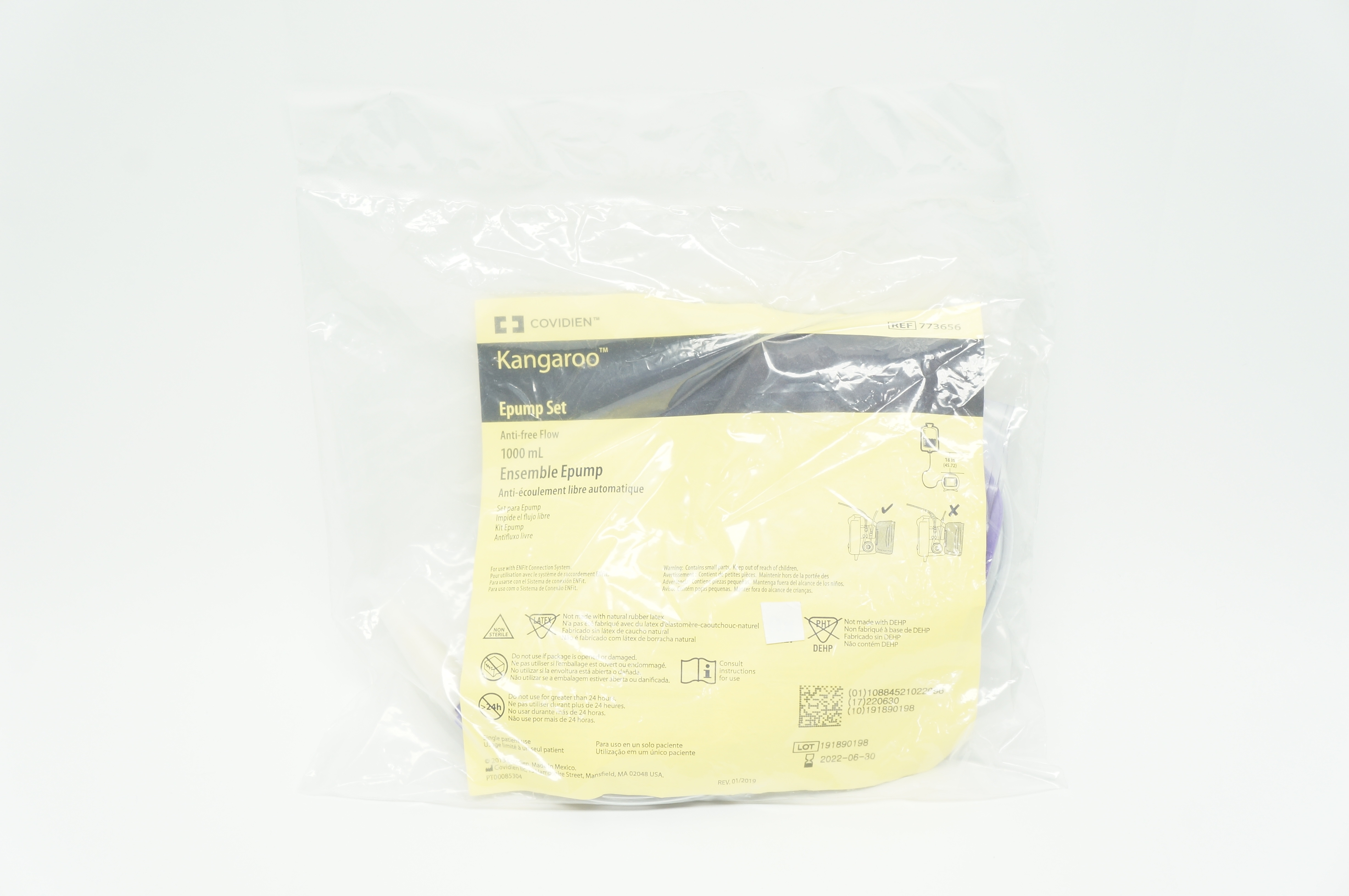 Covidien 773656 Kangaroo Epump Set Anti-Free Flow 1000mL (x)