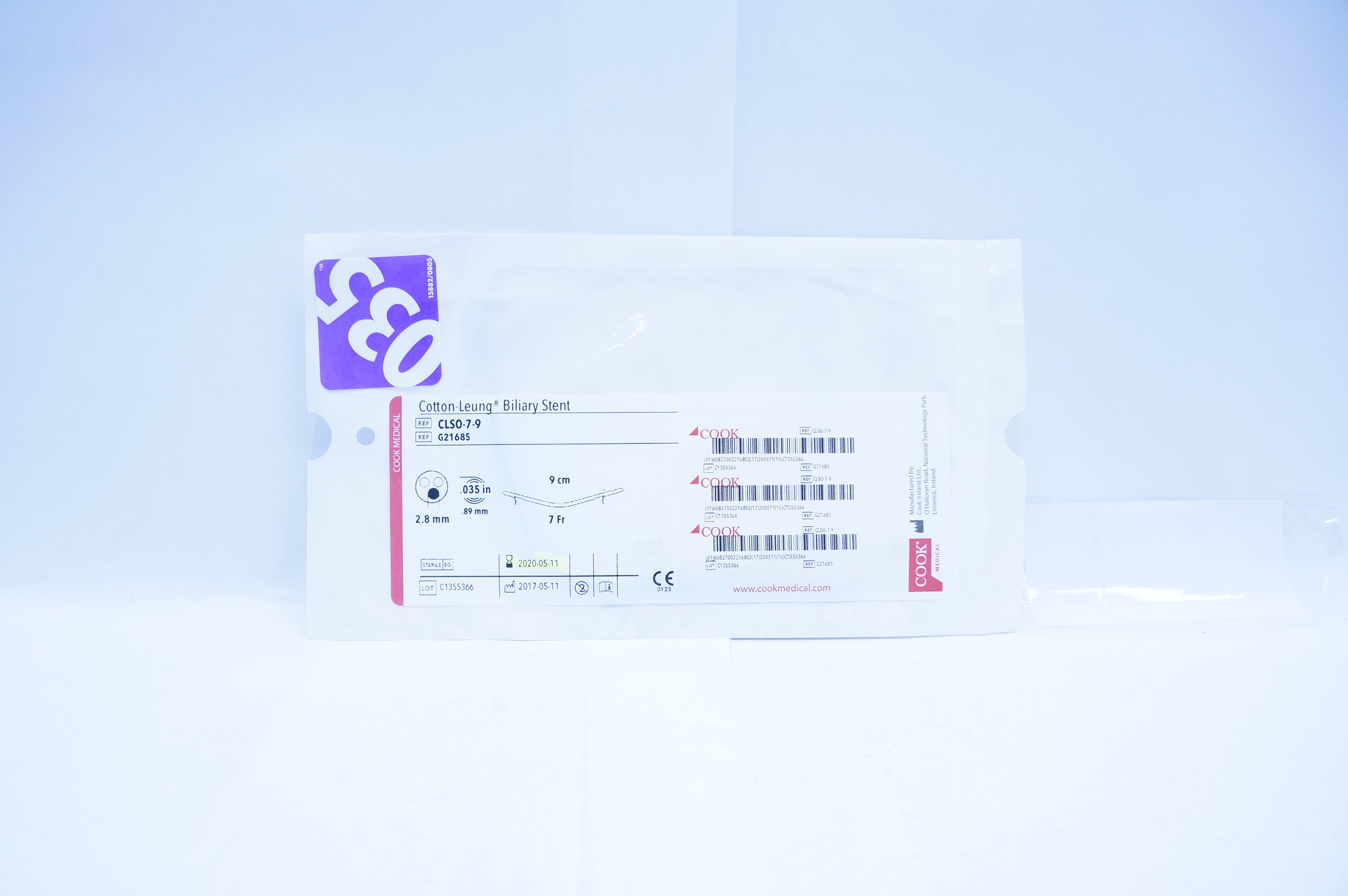 Cook Medical G21685 Cotton-Leung Biliary Stnt 7Fr x 9cm x 2.8mm x .035inch (x)