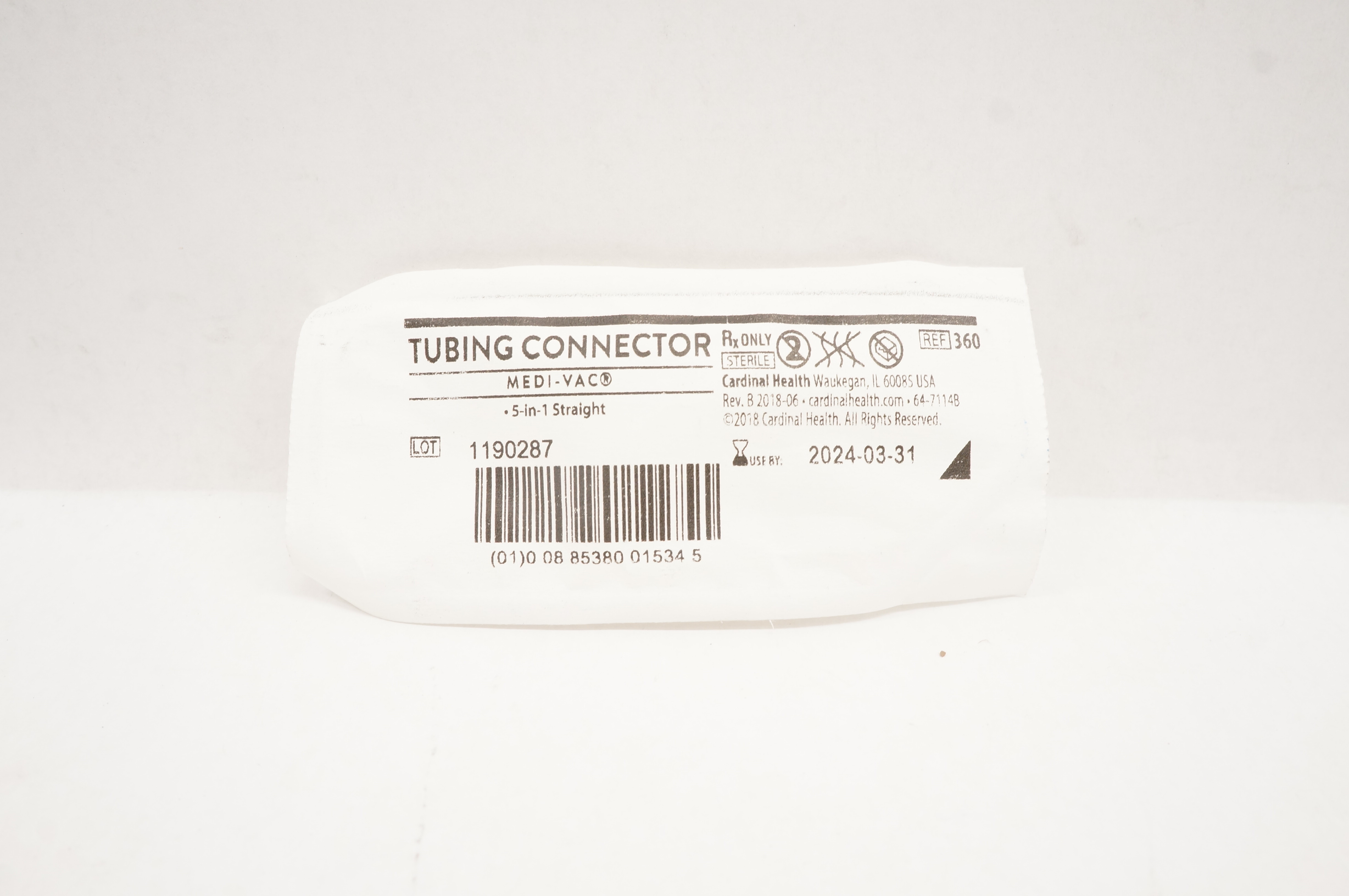 5 In 1 Connector Cardinal Health 360 Medi-Vac Tubing Connector 5-in-1 Straight