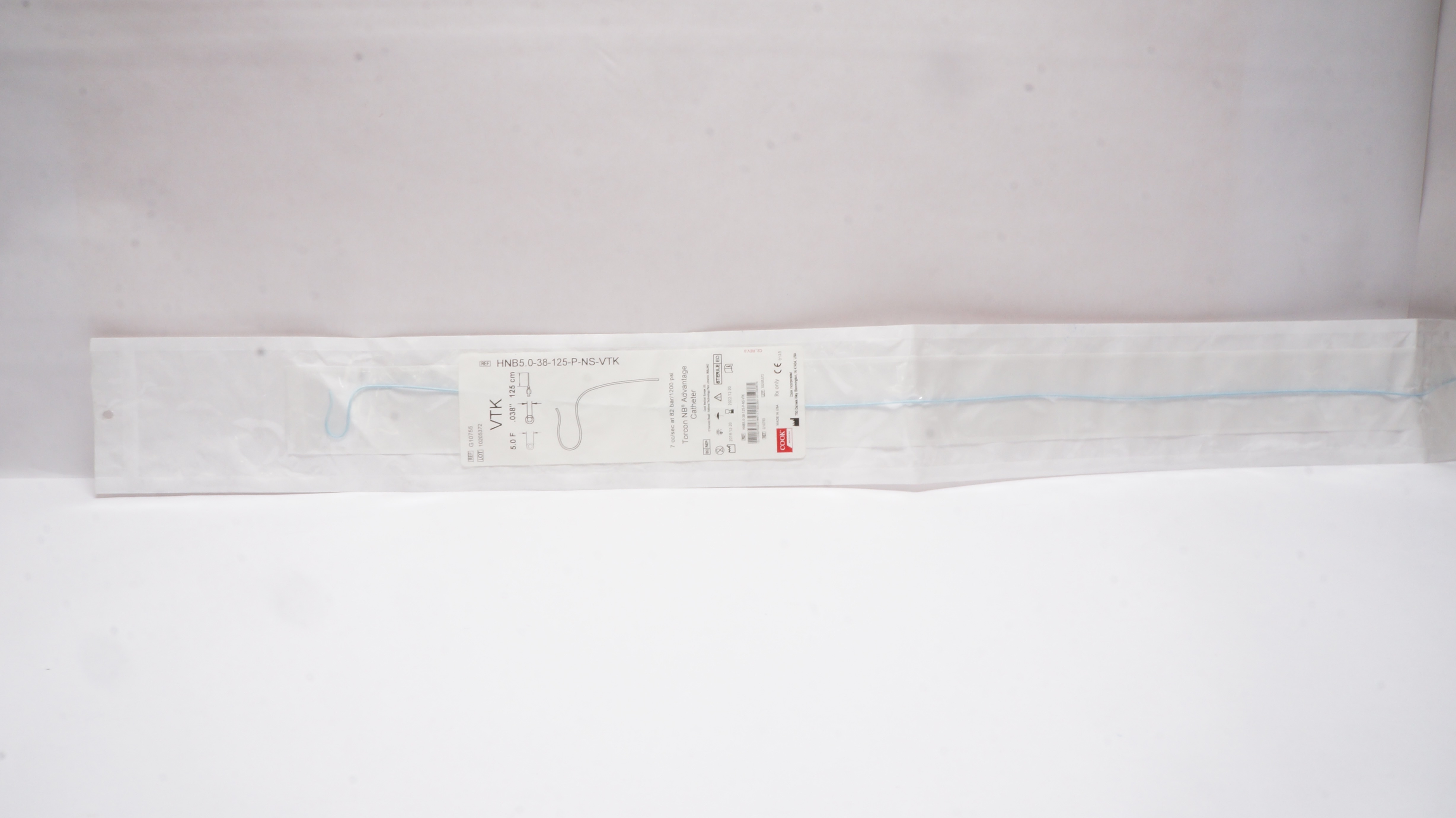 Cook Medical G10755 VTK Torcon NB Advantage Cath. 5.0F x .038inch x 125cm (x)