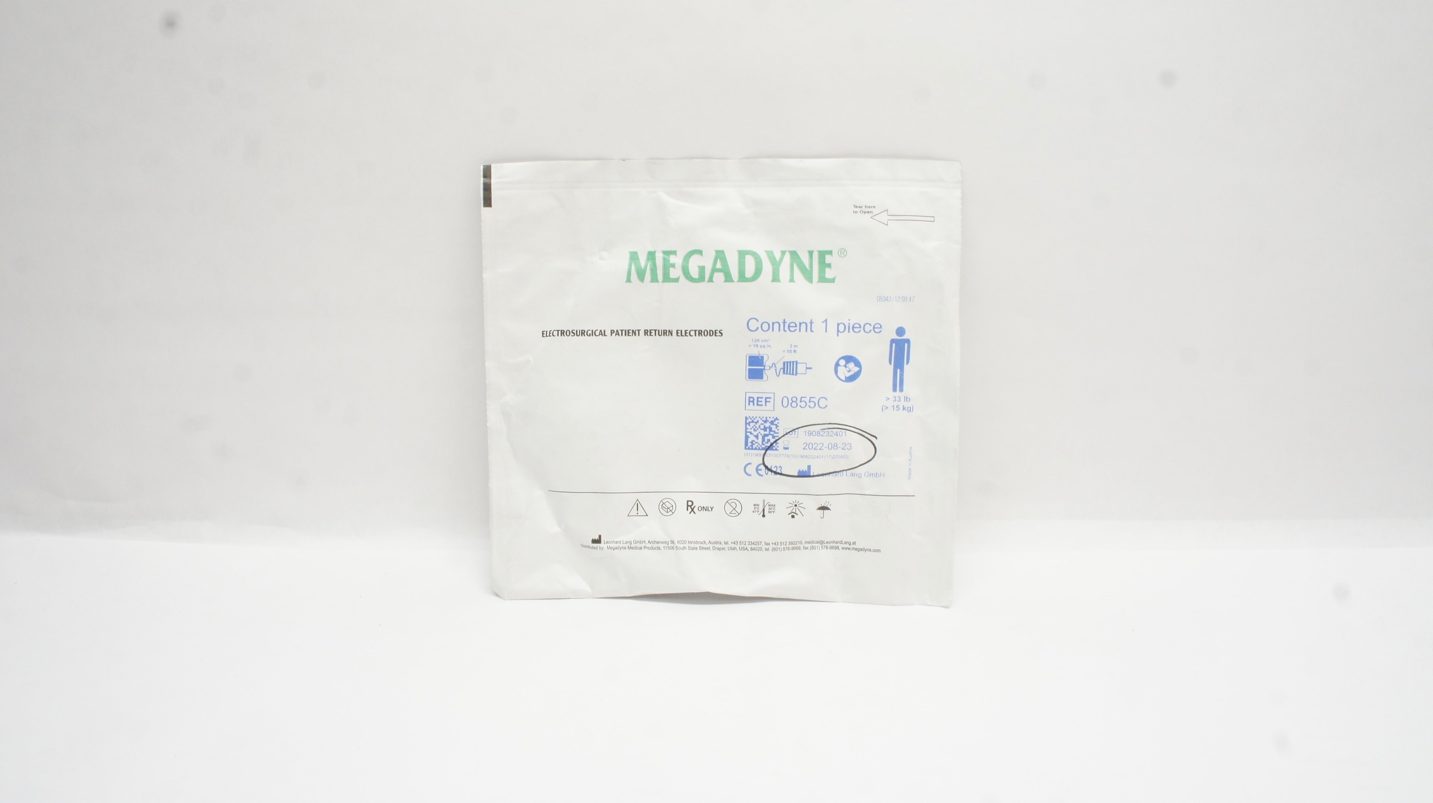 Megadyne 0855C Electrosurgical Patient Return Electrodes >33 Ib (x)