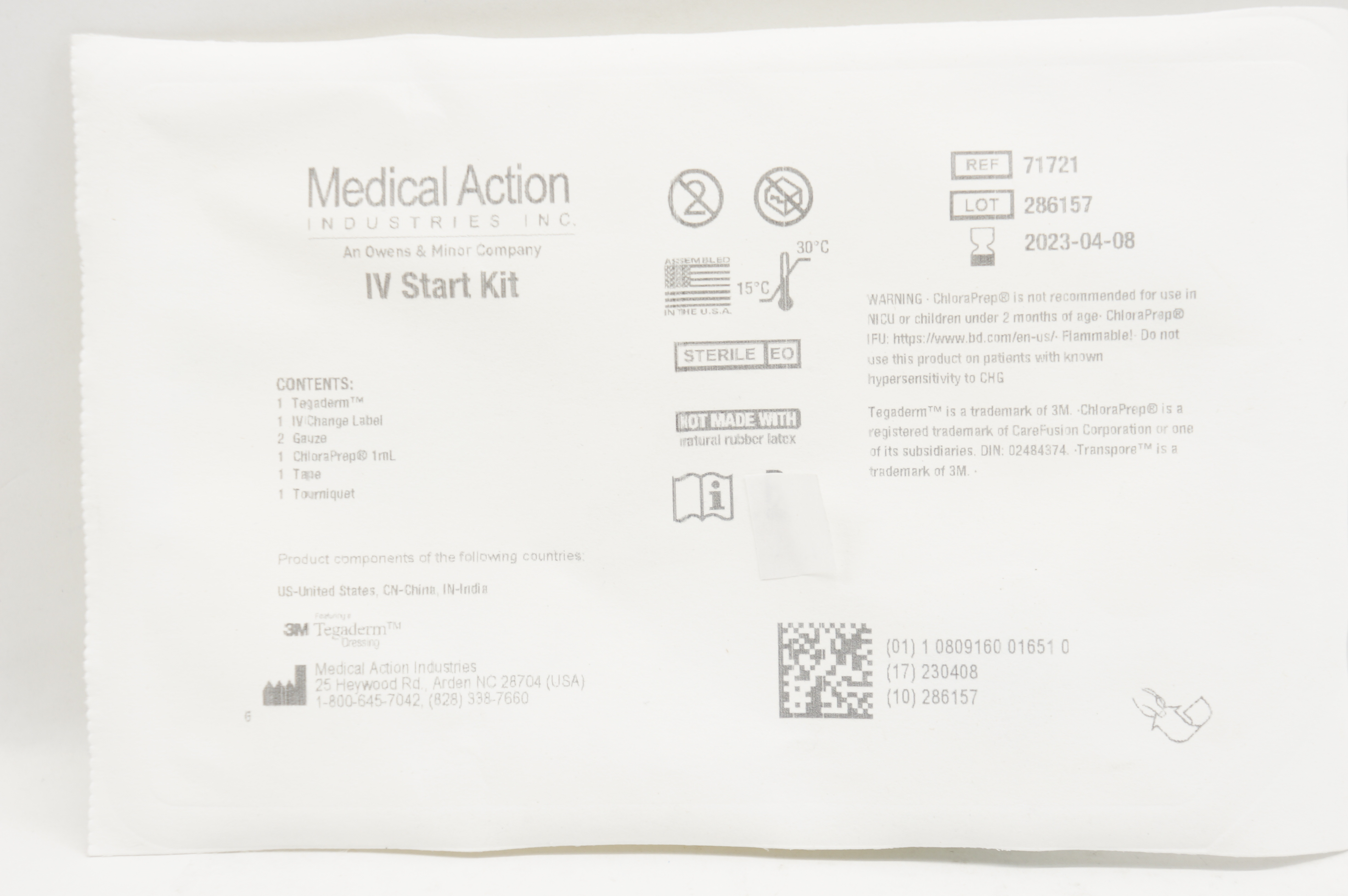 Medical Action Industries 71721 3M Tegaderm IV Start Kit
