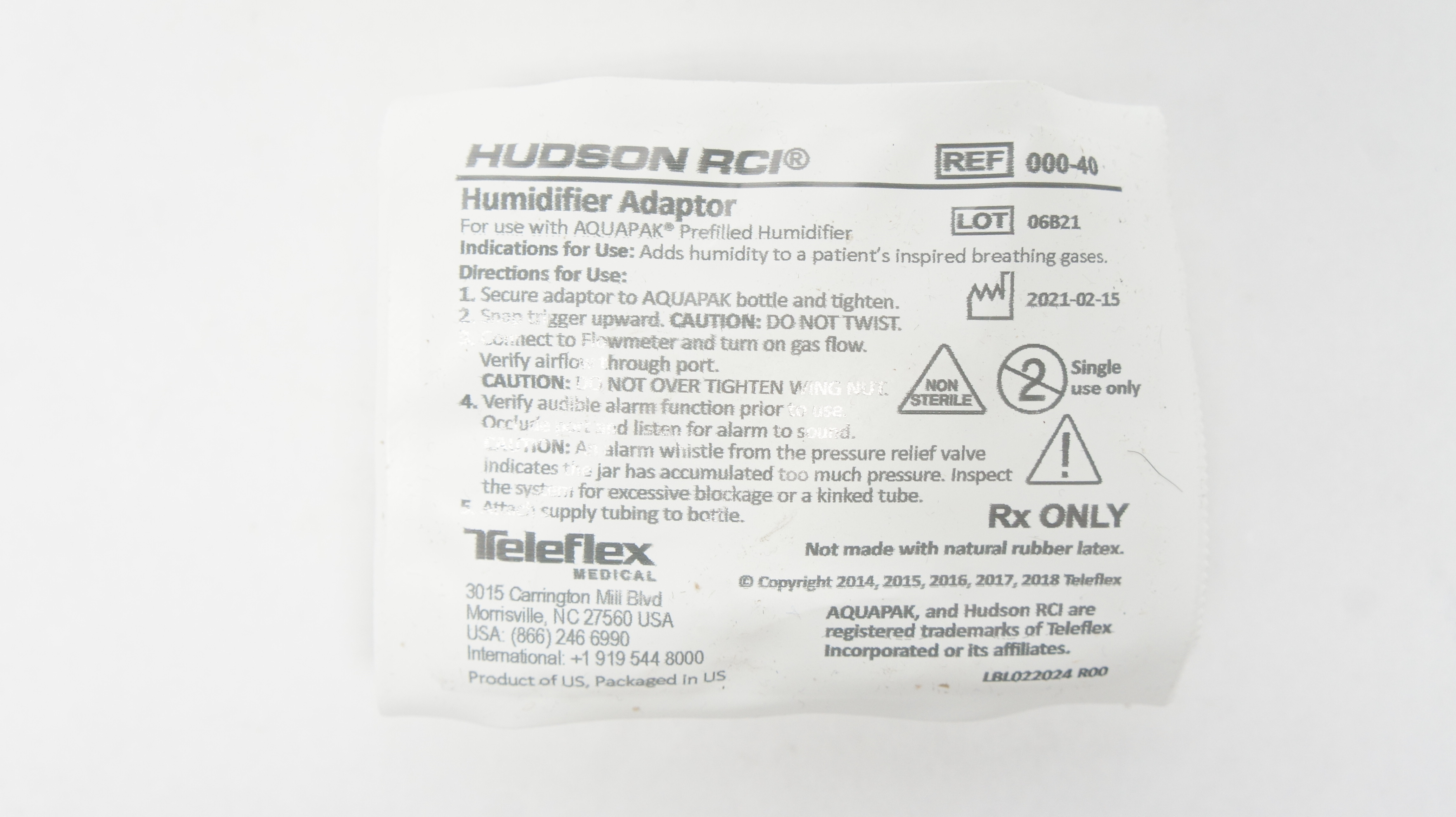 Teleflex 000-40 Hudson RCI Humidifier Adapter