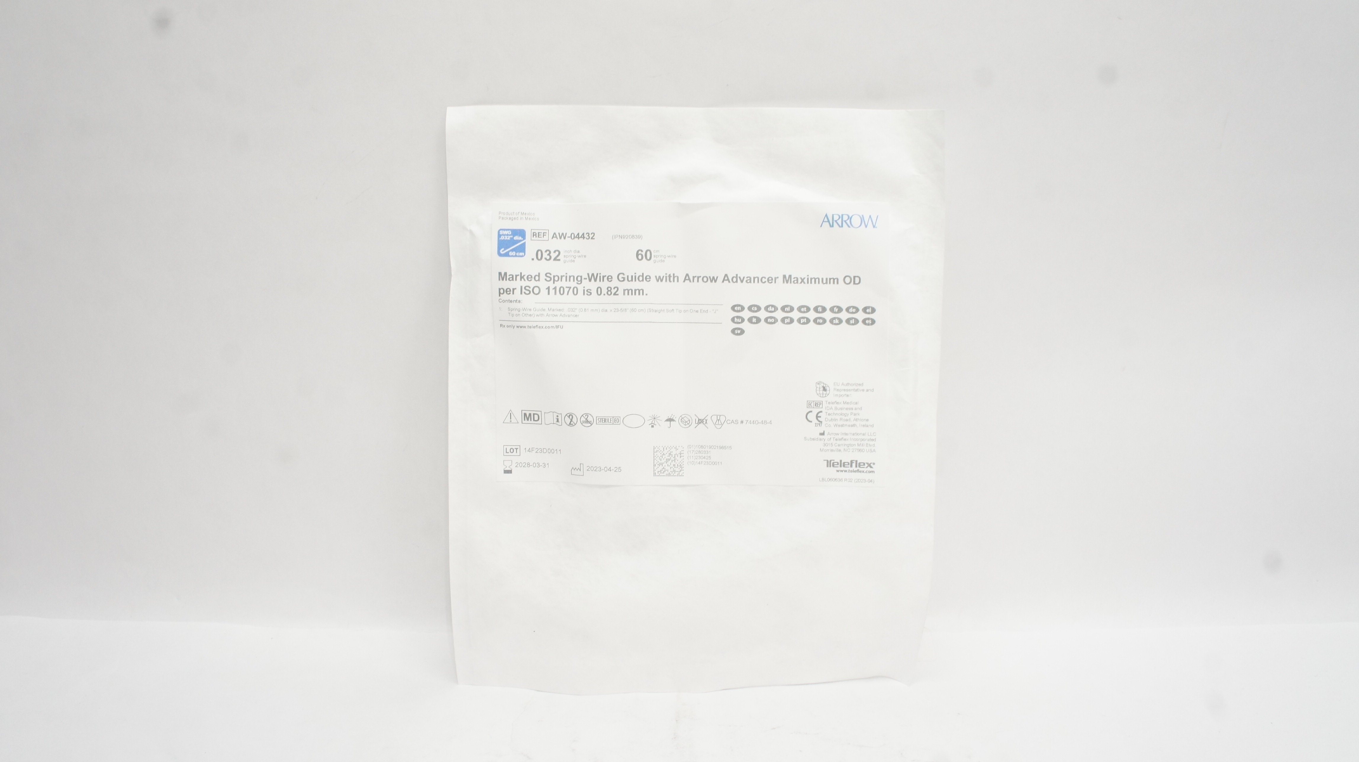 Gwire Spring Wire Guide Teleflex AW-04432 Arrow Marked Spring-Wire Guide .032inch x 60cm