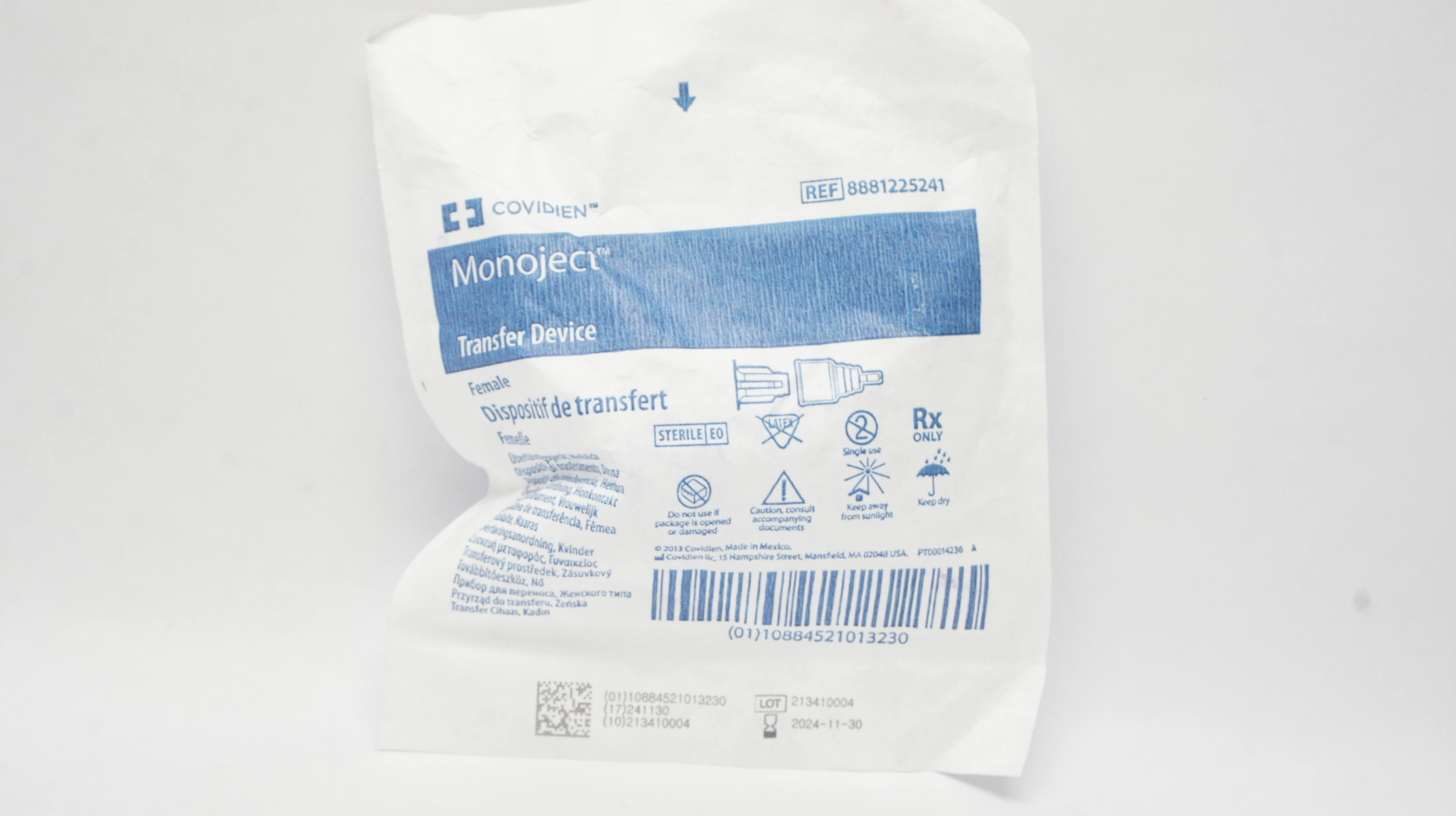 Covidien 8881225241 Monoject Transfer Device Female