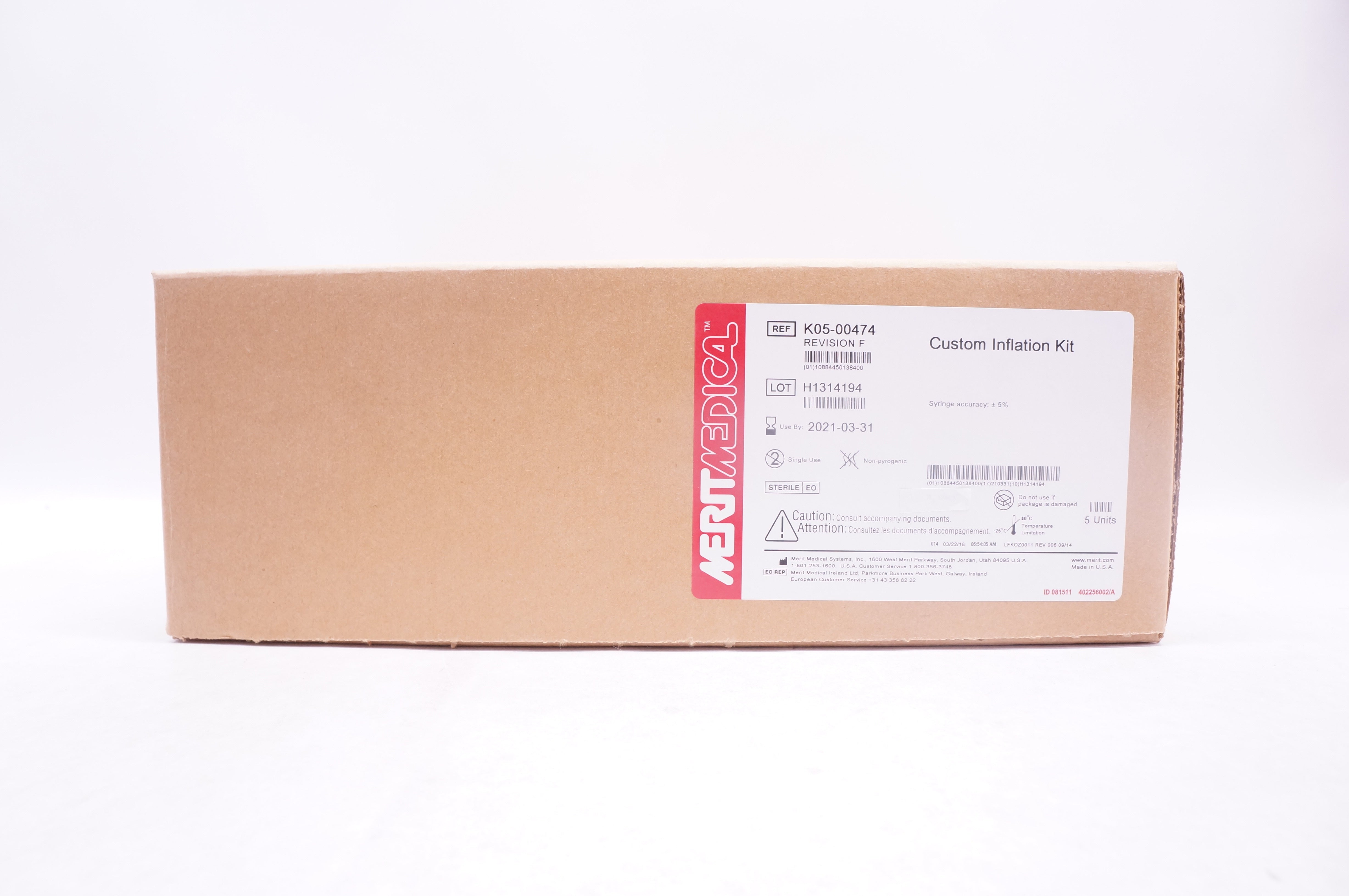 Merit Medical  K05-00474 Custom Inflation Kit - Box of 5 (x)