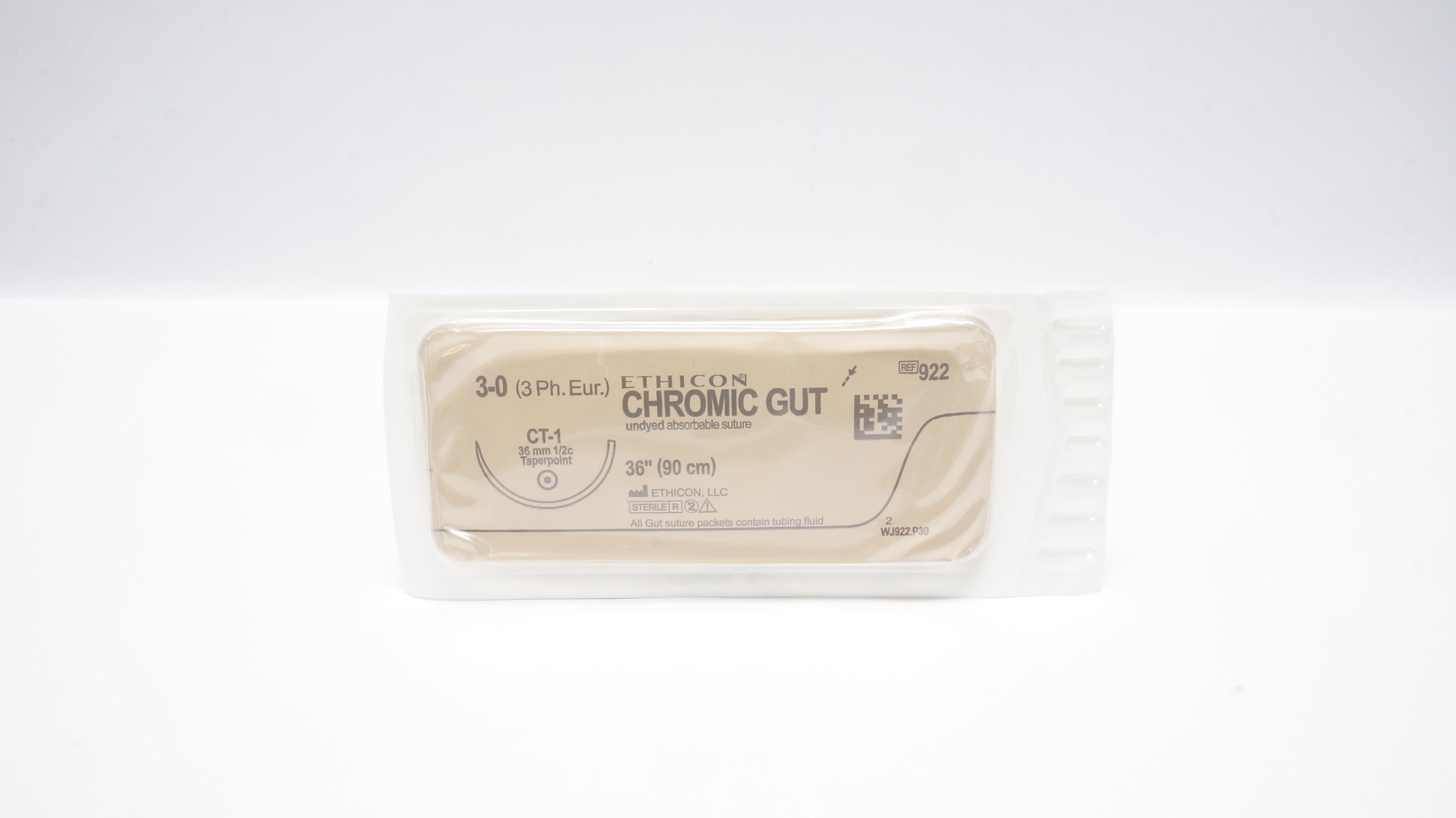 Ethicon 922 3-0 CHROMIC GUT Undyed Stre CT-1 36mm 1/2c Taperpoint, 36inch