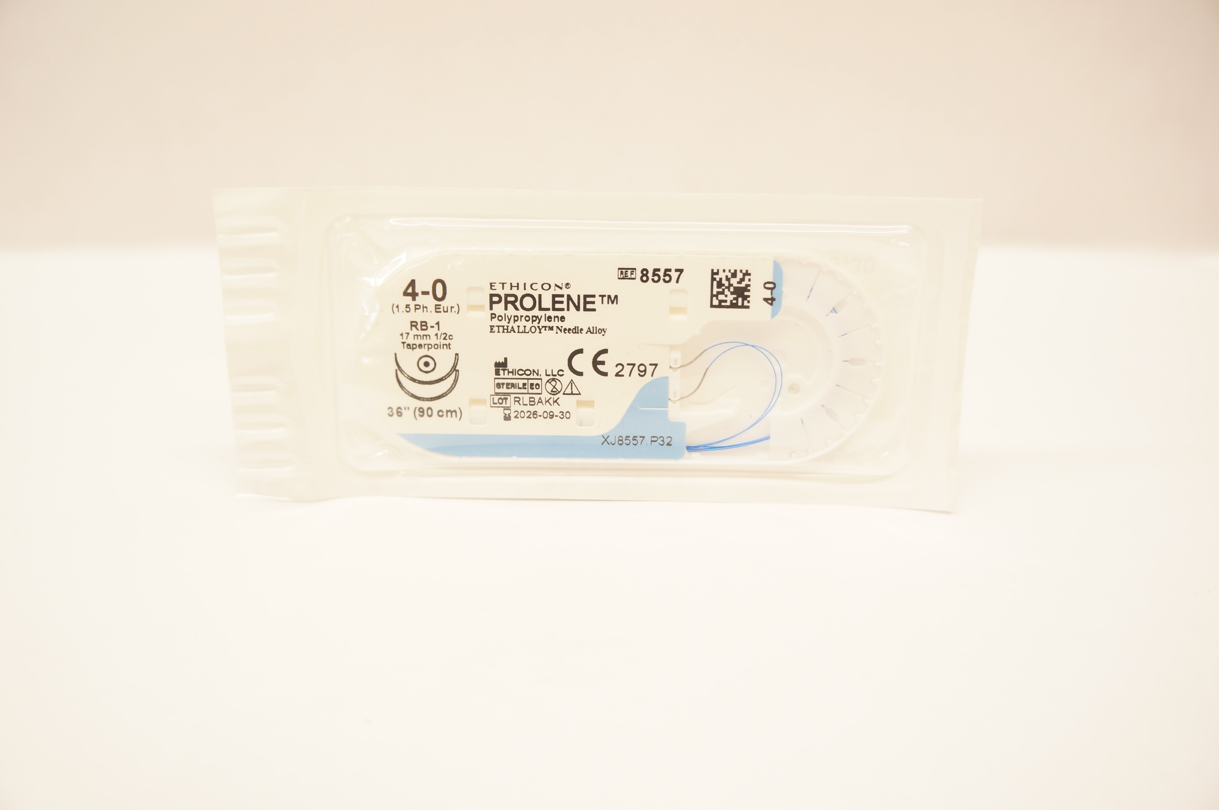 Ethicon 8557 4-0 Prolene Polypropylene Stre RB-1 17mm 1/2c Taperpoint 36 inch