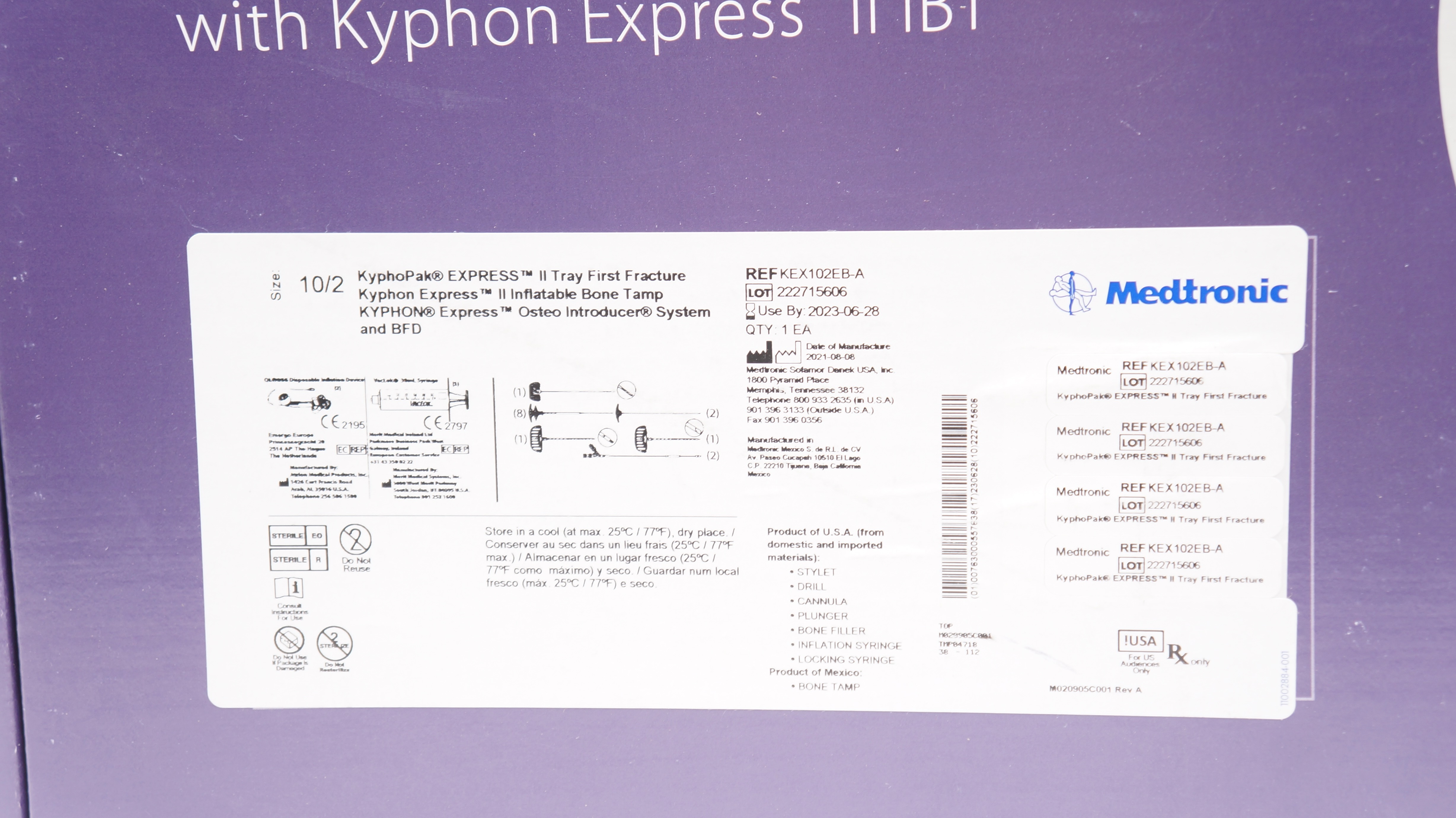 Medtronic KEX102EBA Kyphon Balloon Kyphoplasty w/Express II IBT (x)