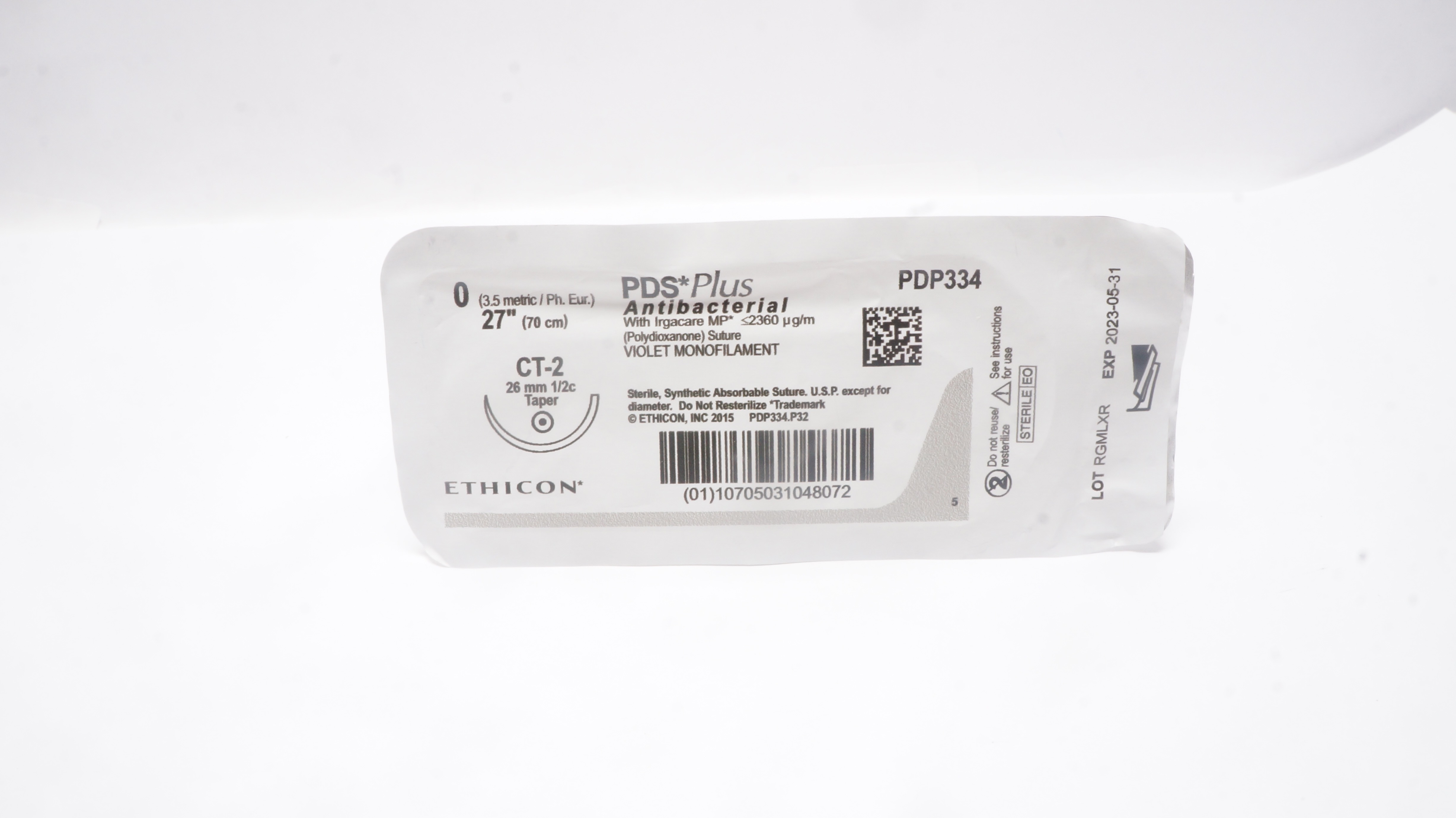 Ethicon PDP334 0 PDS Plus Violet Monofilament, CT-2, 26mm 1/2c Taper, 27inch (x)