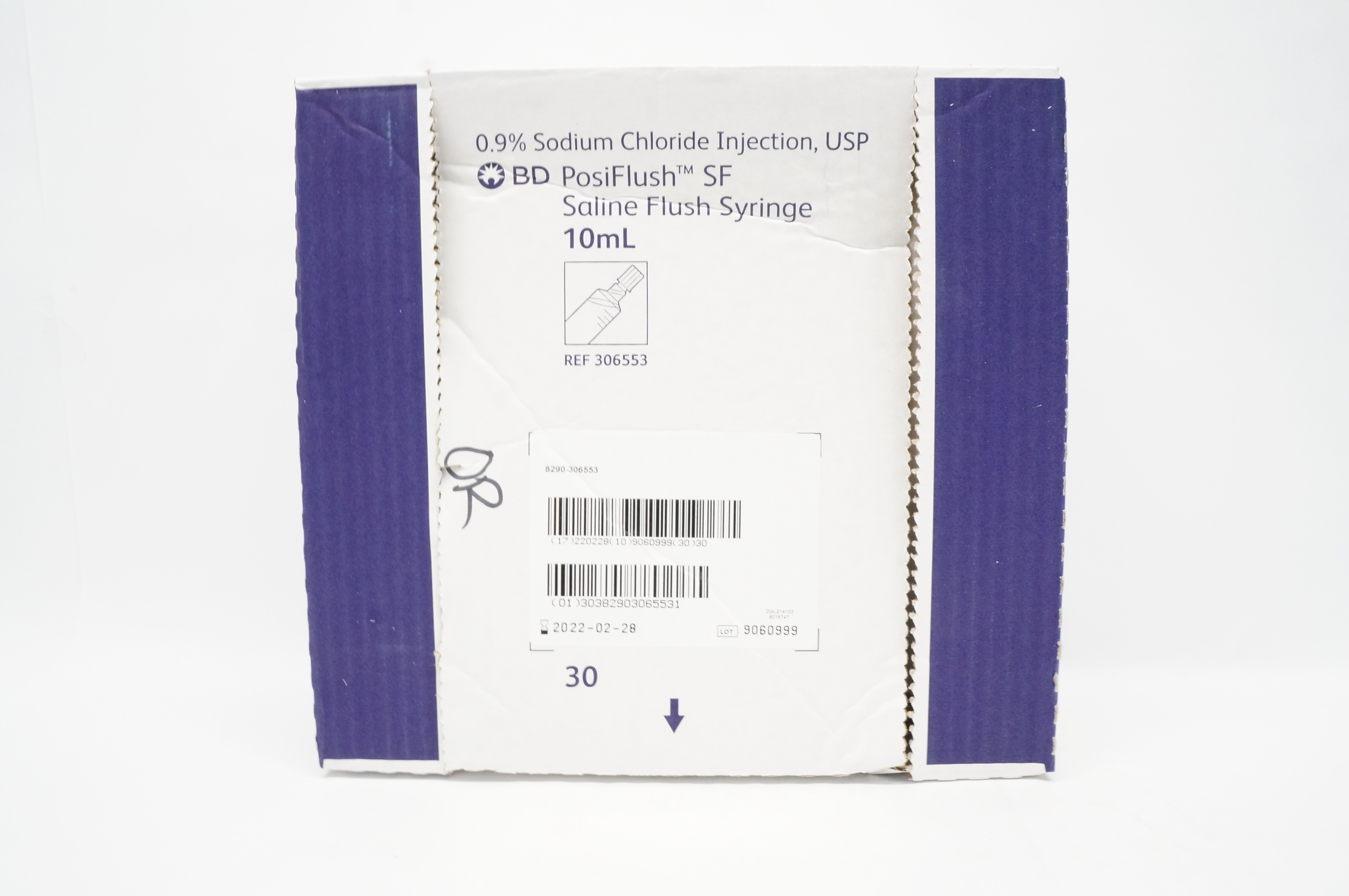 BD 306553 PosiFlush SF Saline Flush Syringe 10mL ~ Box of 30