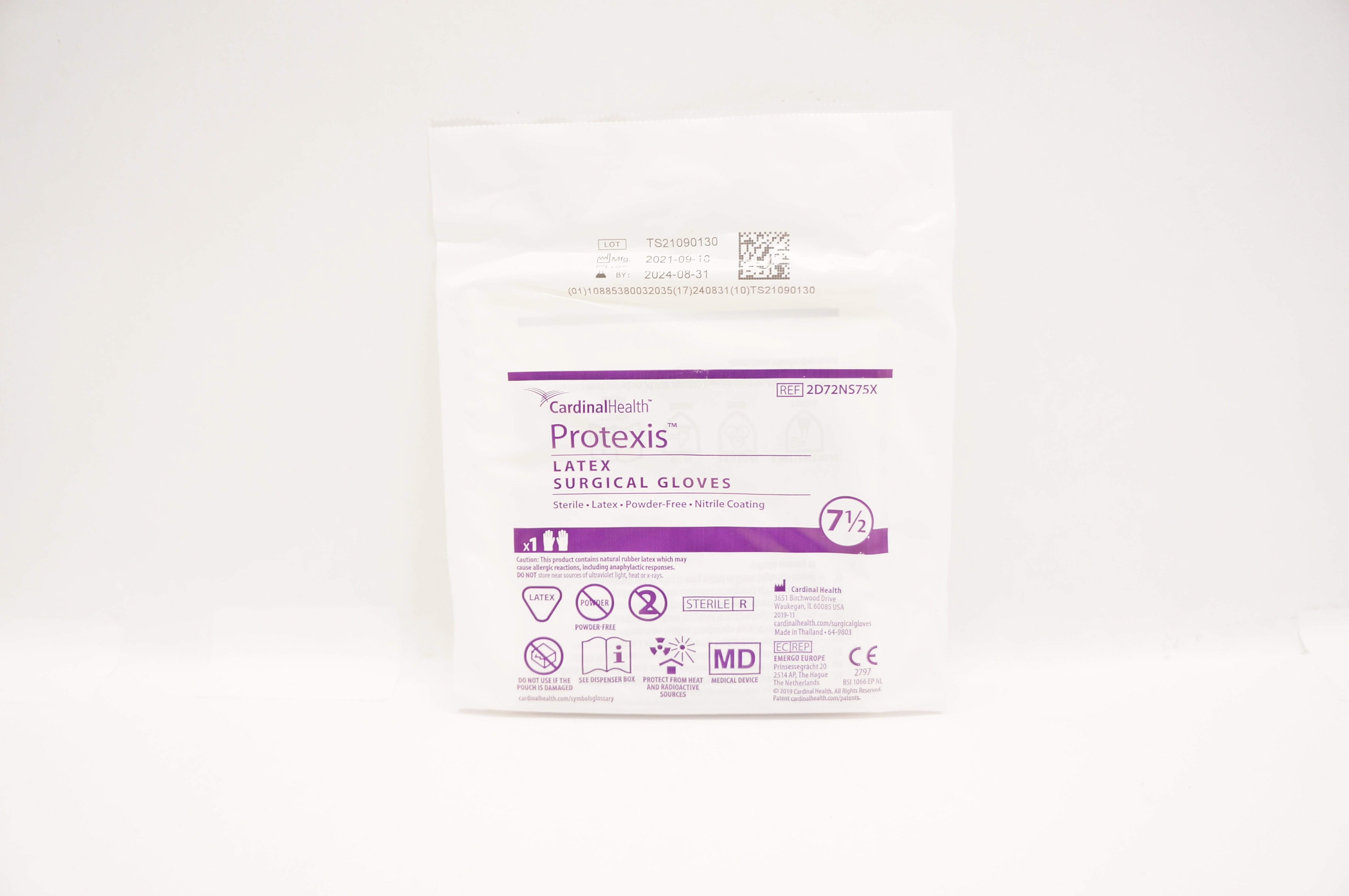 Cardinal Health 2D72NS75X Protexis Latex Sterile Surgical Gloves Size 7-1/2