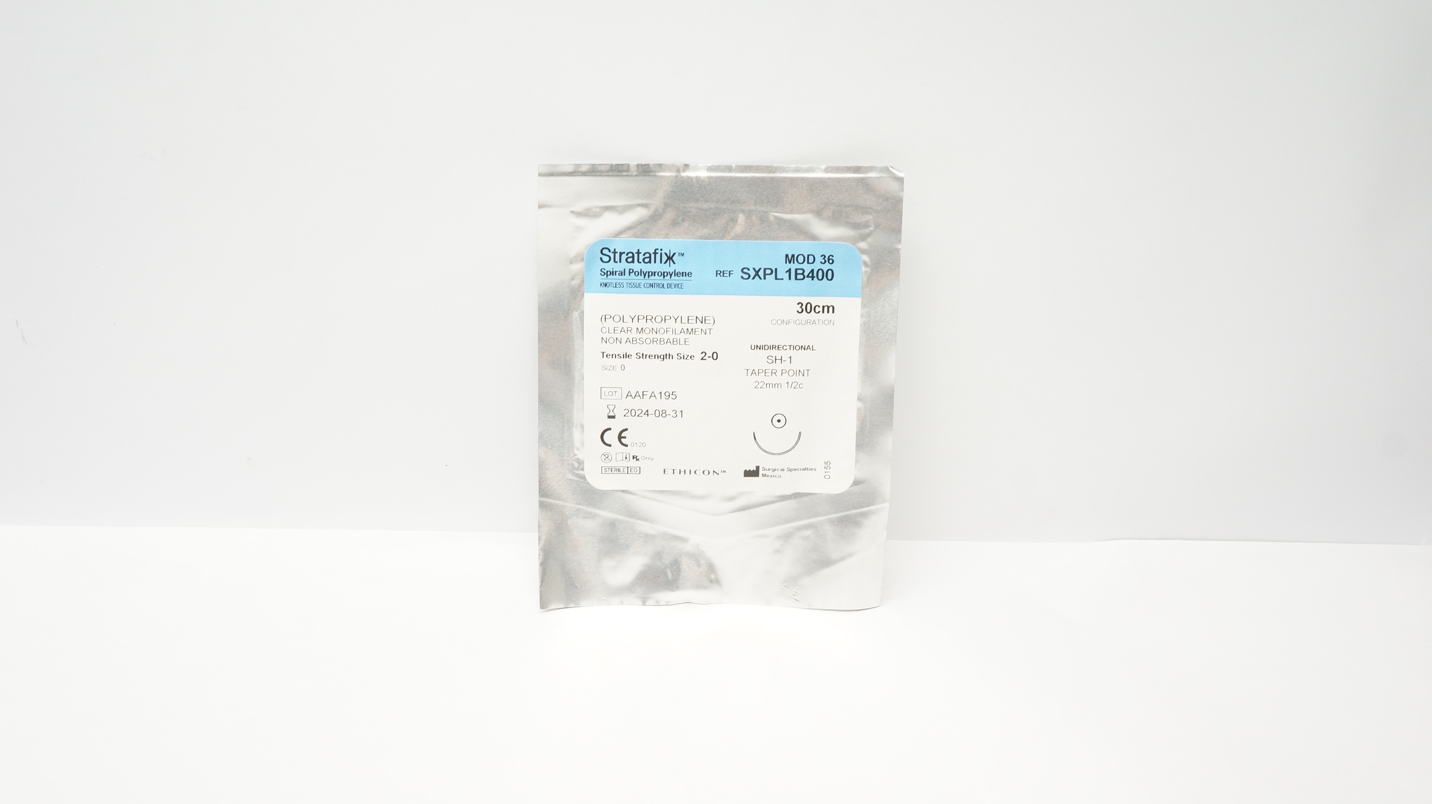 Ethicon SXPL1B400 2-0 STRATAFIX SH-1 Taper Point 22mm 1/2c Unidirectional 30cm(x)
