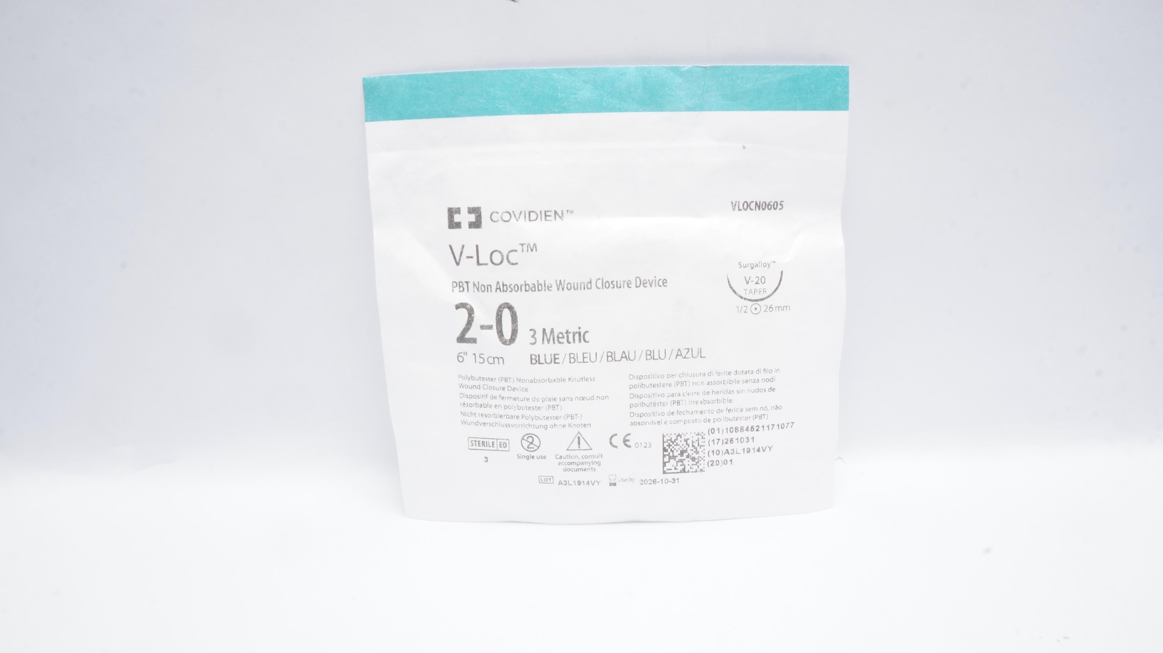 Covidien VLOCN0605 20 VLoc Wound Closure Device V20 Taper 1/2 26mm 6inch