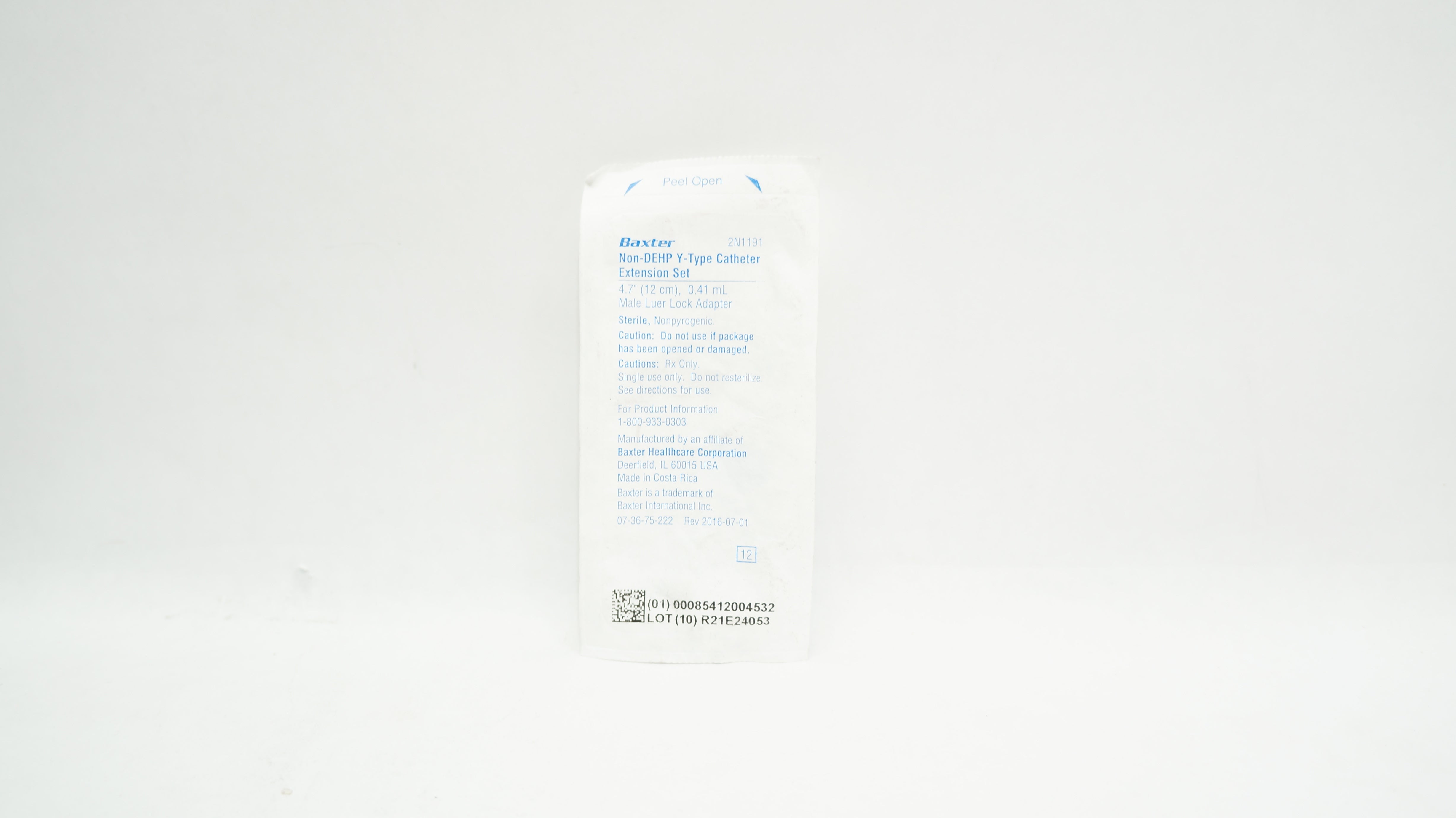 Baxter 2N1191 Non-DEHP Y-Type Cath. Extension Set 4.7inch x 0.41 mL