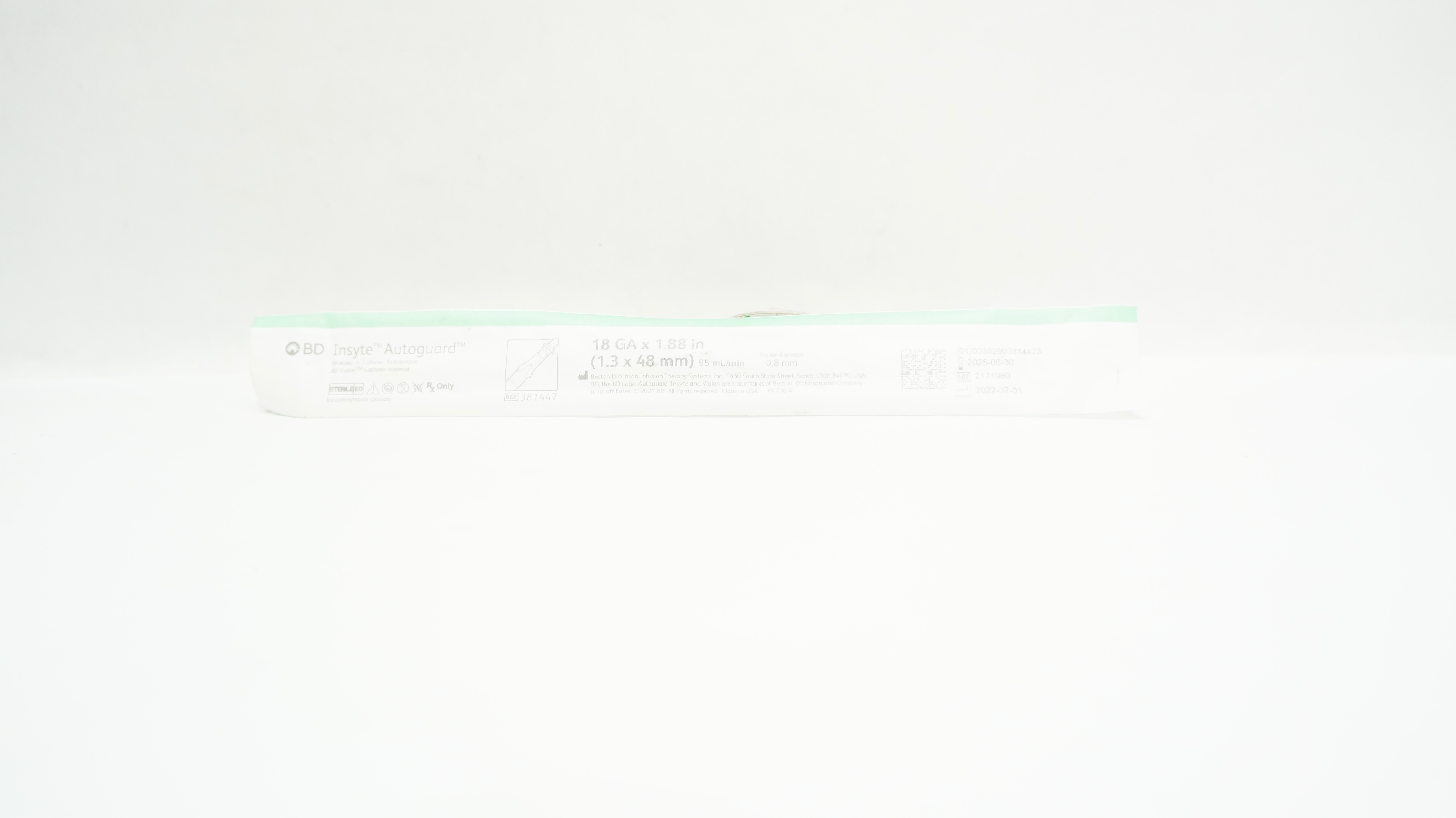 BD 381447 Insyte Autoguard Shielded I.V. Cath. 18GA x 1.88 inch x 95 ml/min