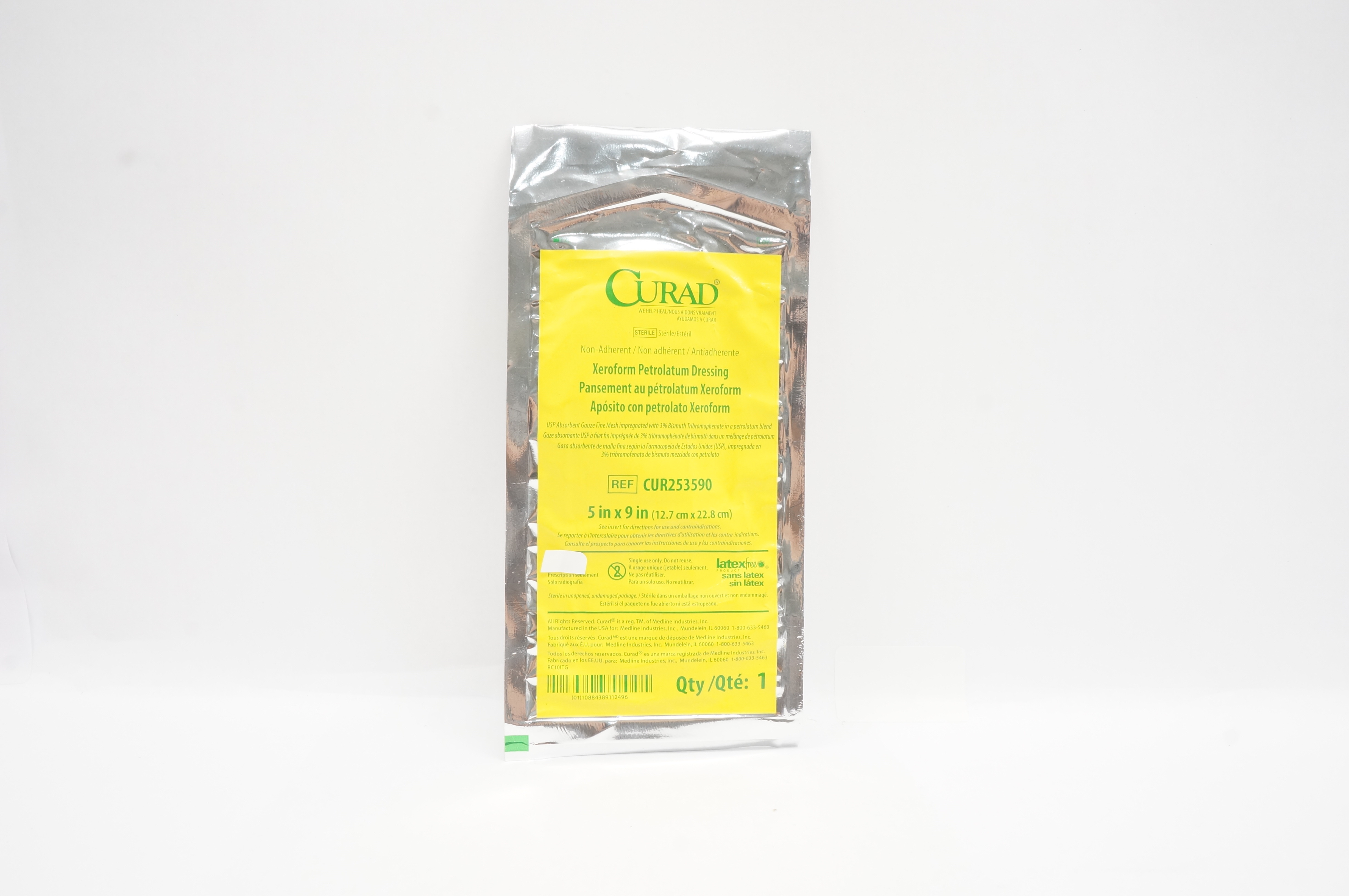 Medline CUR253590 Curad Xeroform Petrolatum Dressing 5 inch x 9 inch (x)