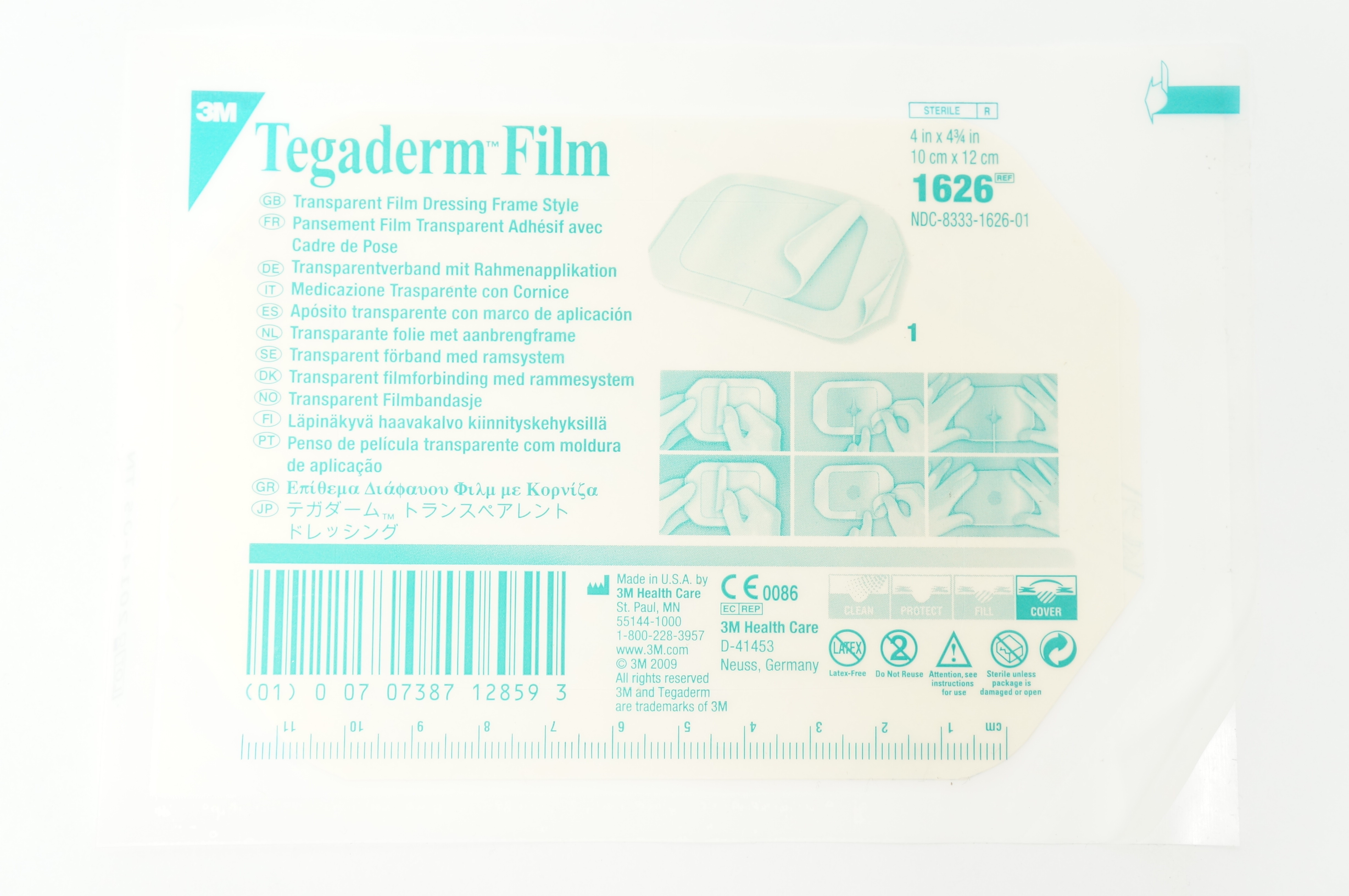 3M 1626 Tegaderm Transparent Film Dressing Frame Style 4inch x 4 3/4inch (x)