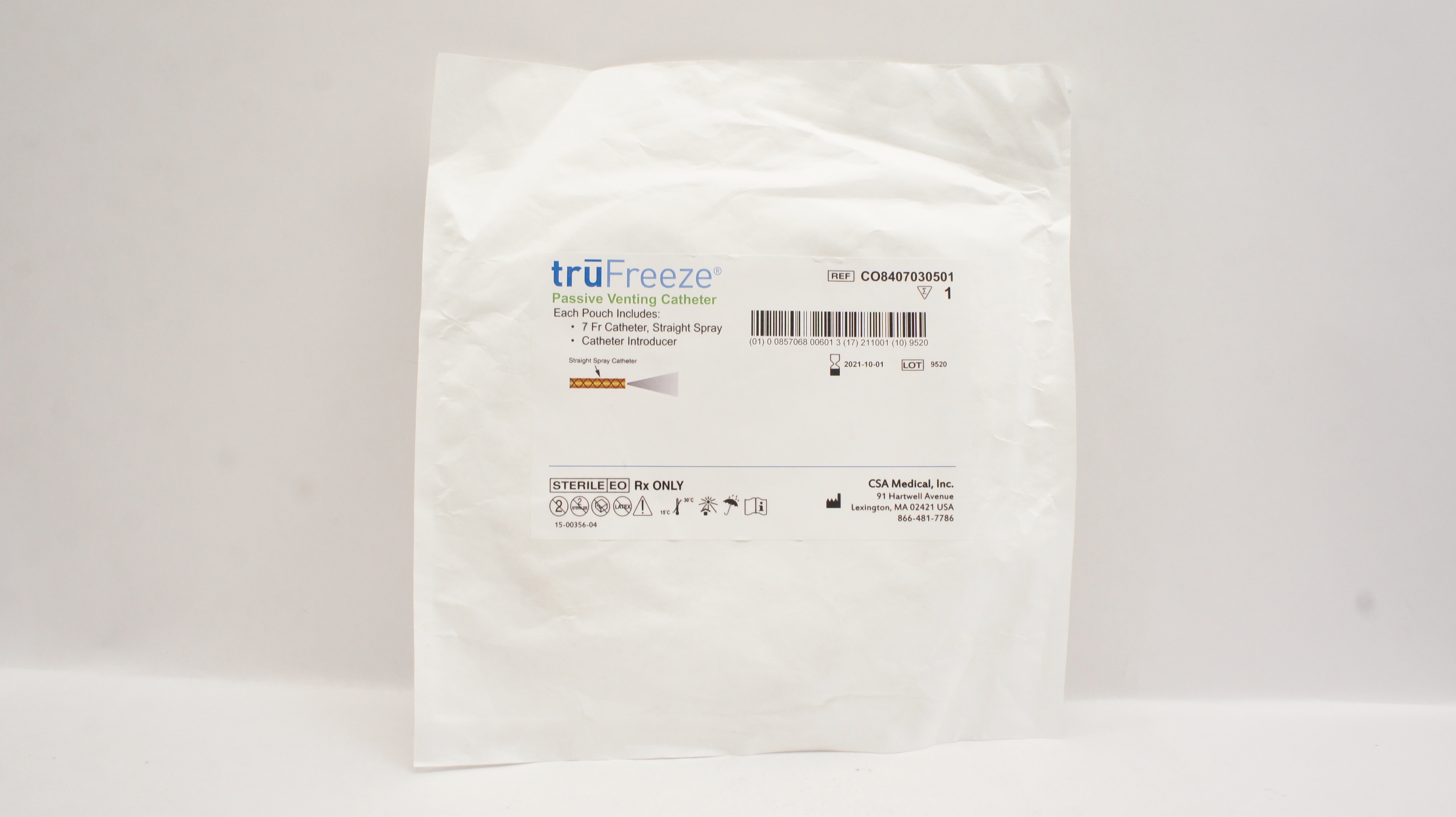 TruFreeze CO8407030501 CSA Medical Passive Venting Cath. Straight Spray 7Fr (x)