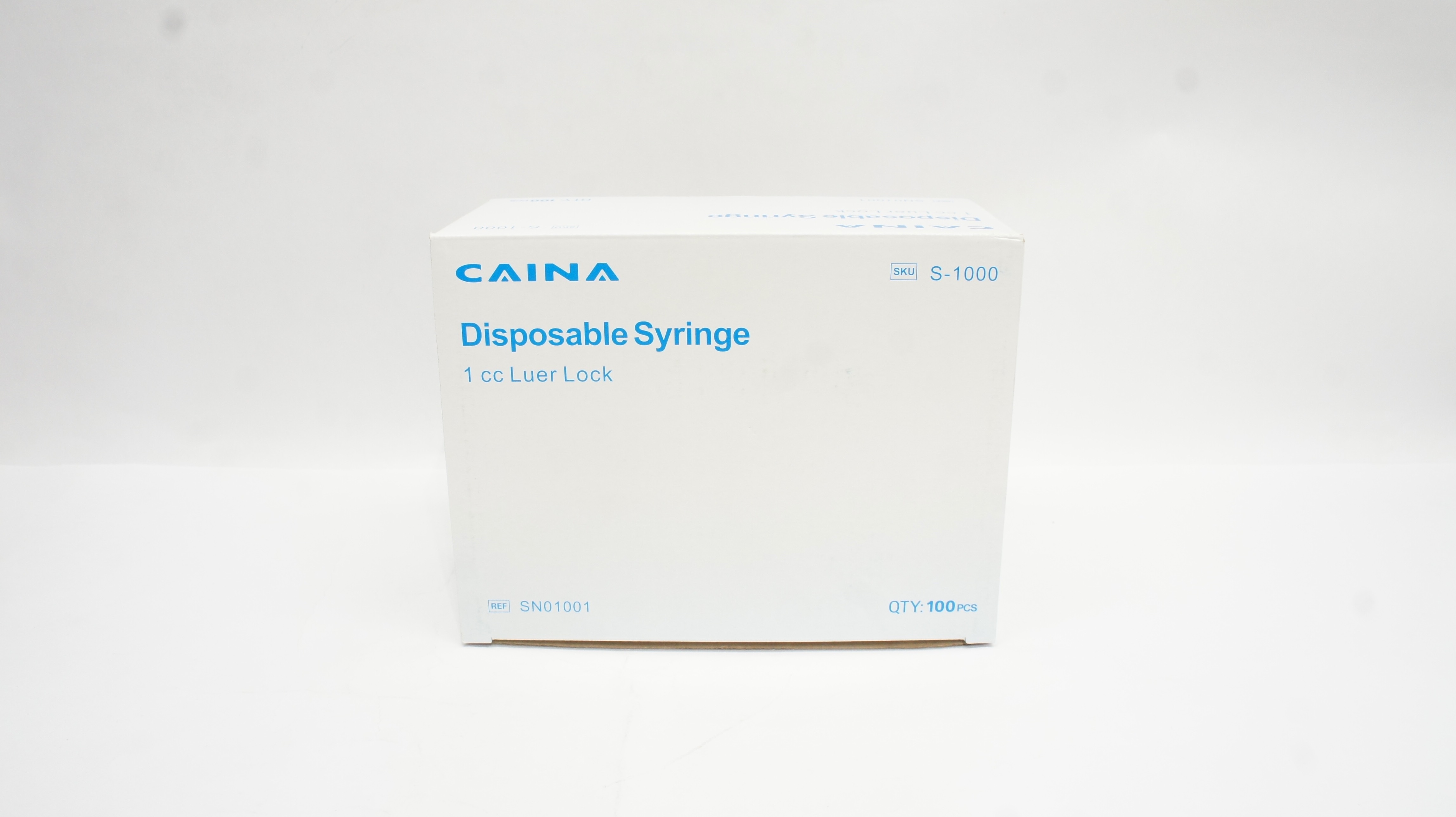Jiangsu Caina Medical SN01001 Disposable Syringe 1cc Luer Lock Box of 100