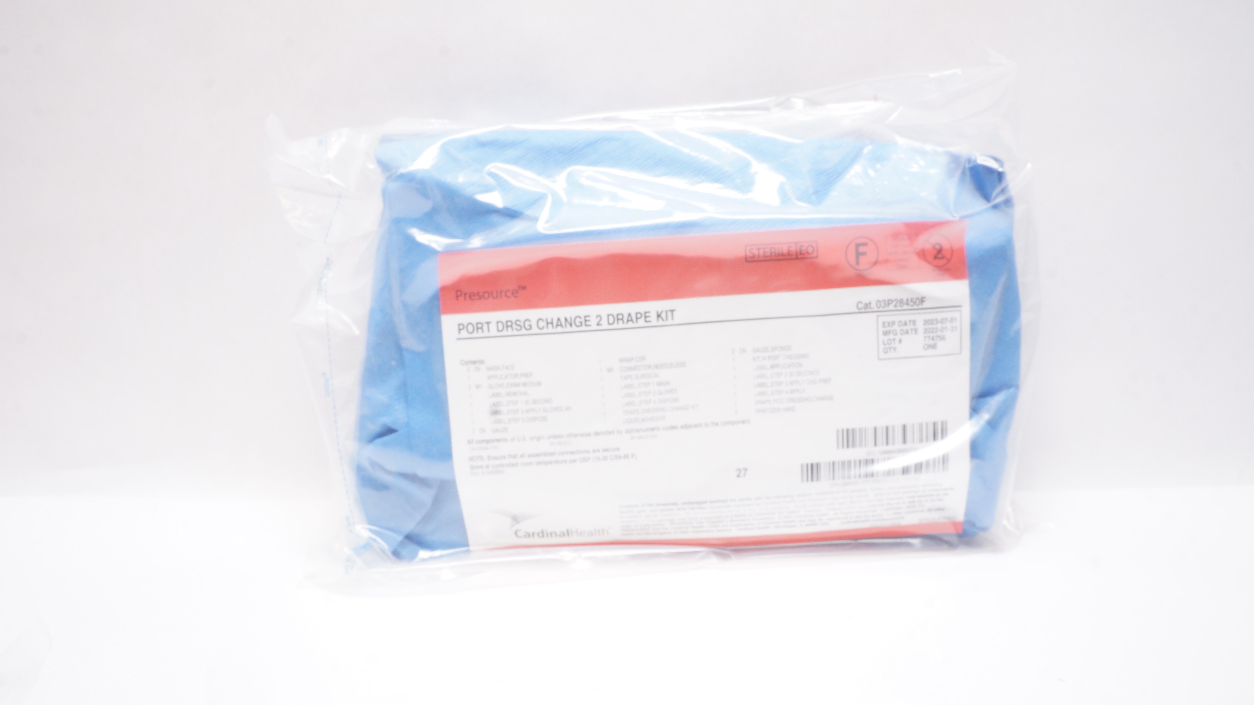 Cardinal Health 03P28450F Presource Port Dressing Change 2 Drape Kit