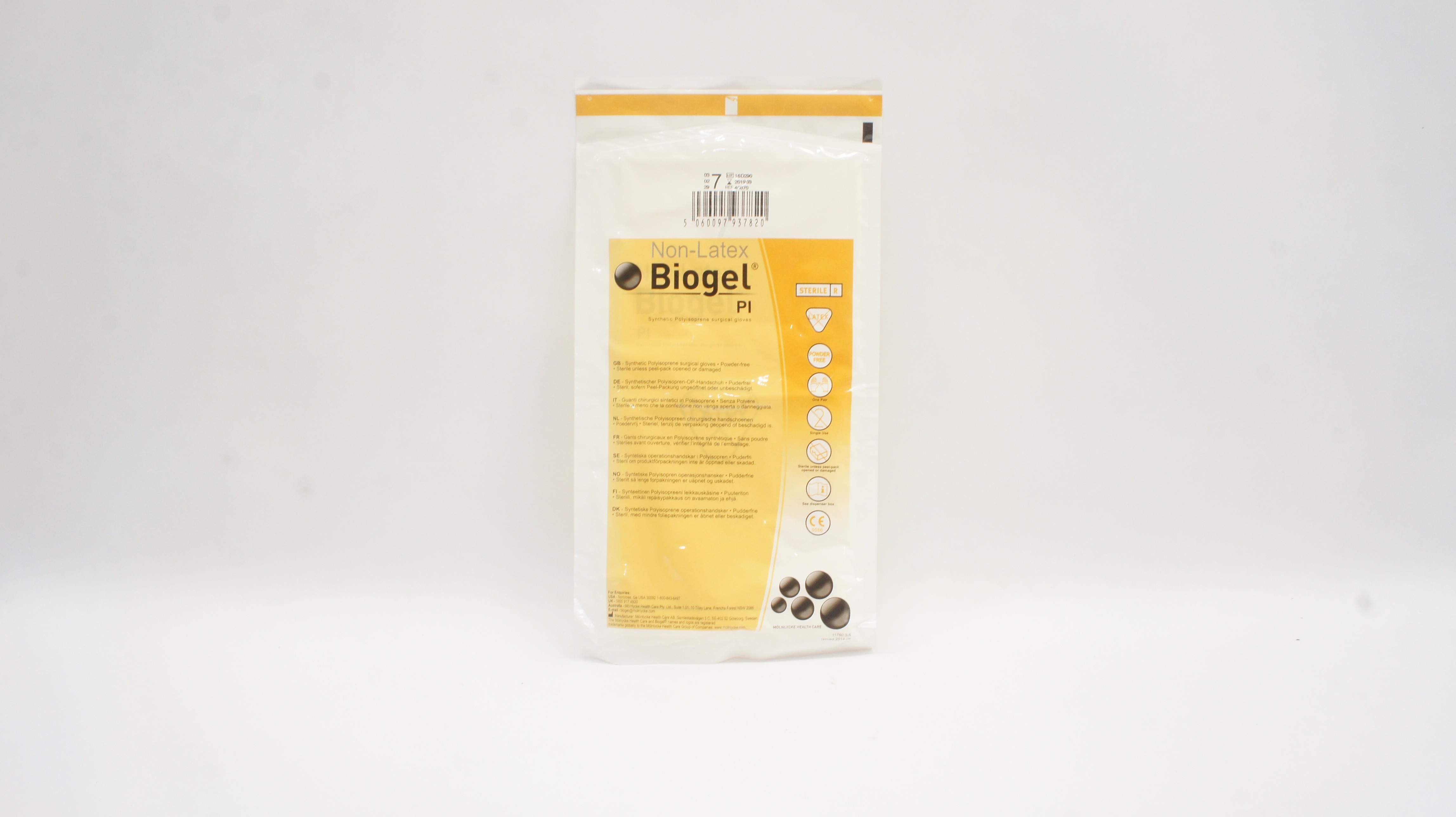 Molnlycke Healthcare 40870 Non-Latex Biogel Pl Surgical Gloves 7 (x)