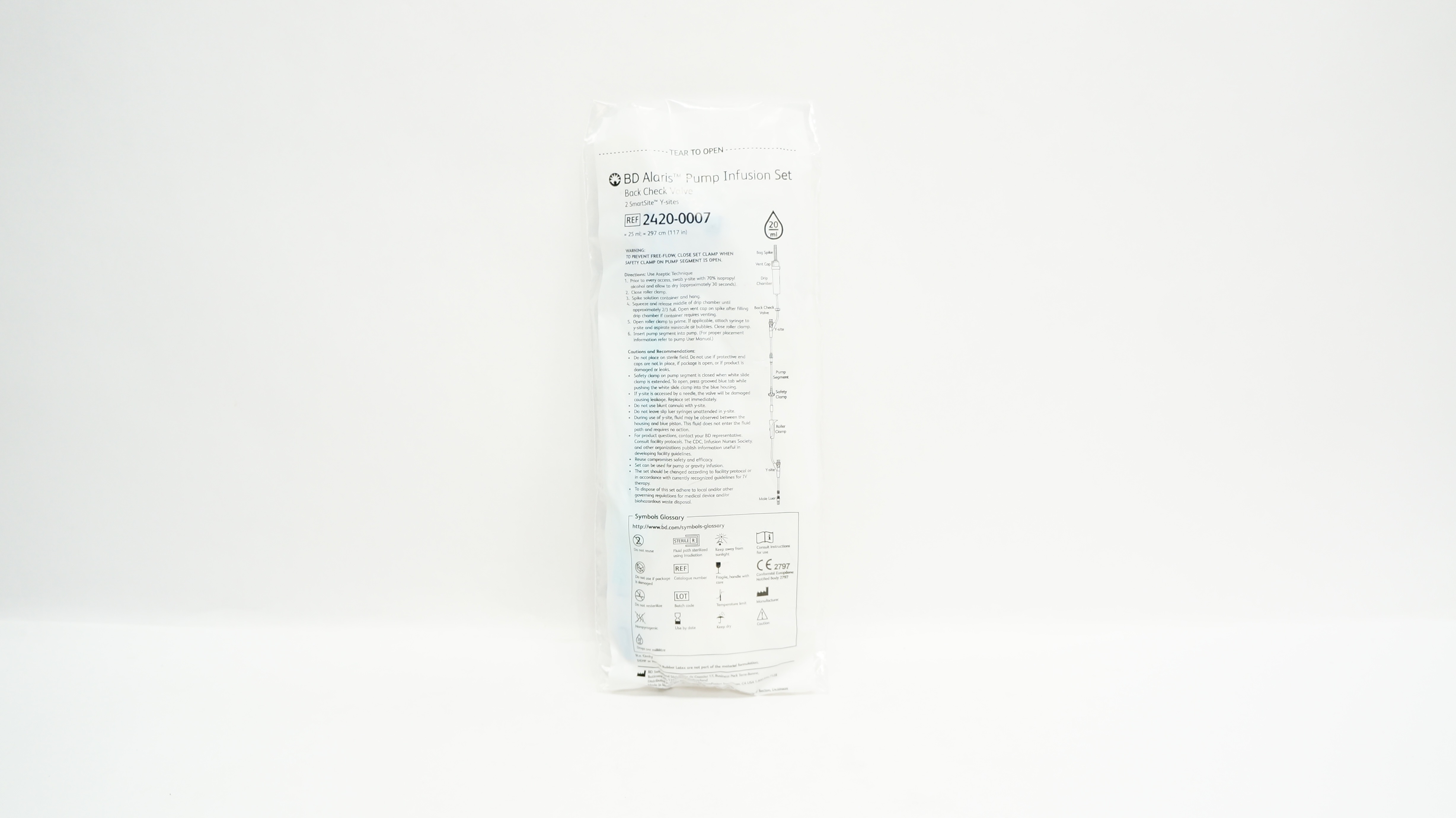 BD 2420-0007 Pump Infusion Set Back Check Valve 117inch x 25ml 20Drops/ml (x)