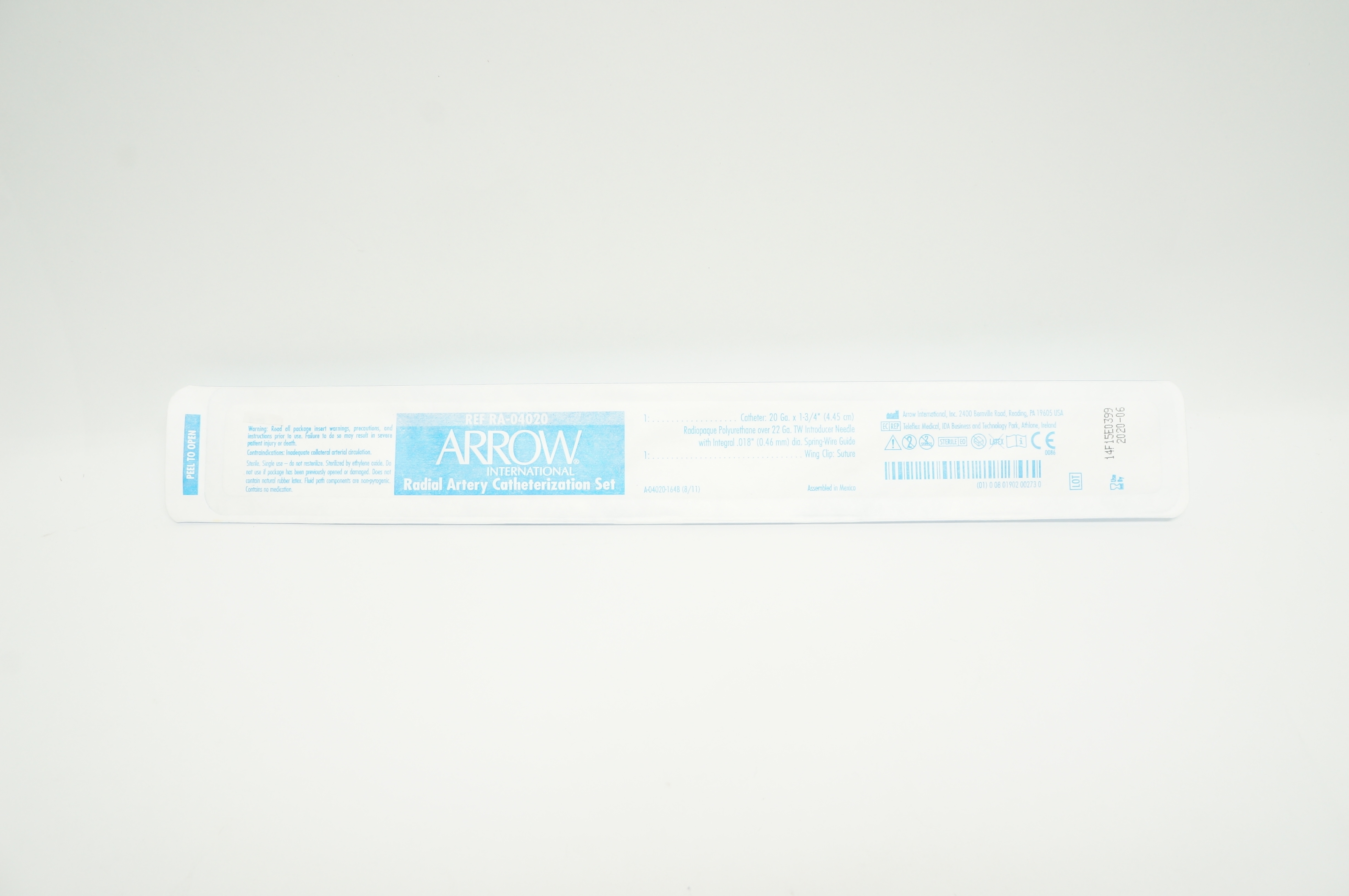 Arrow RA-04020 Radial Artery Catheterization Set 20Ga x 1-3/4inch (x)