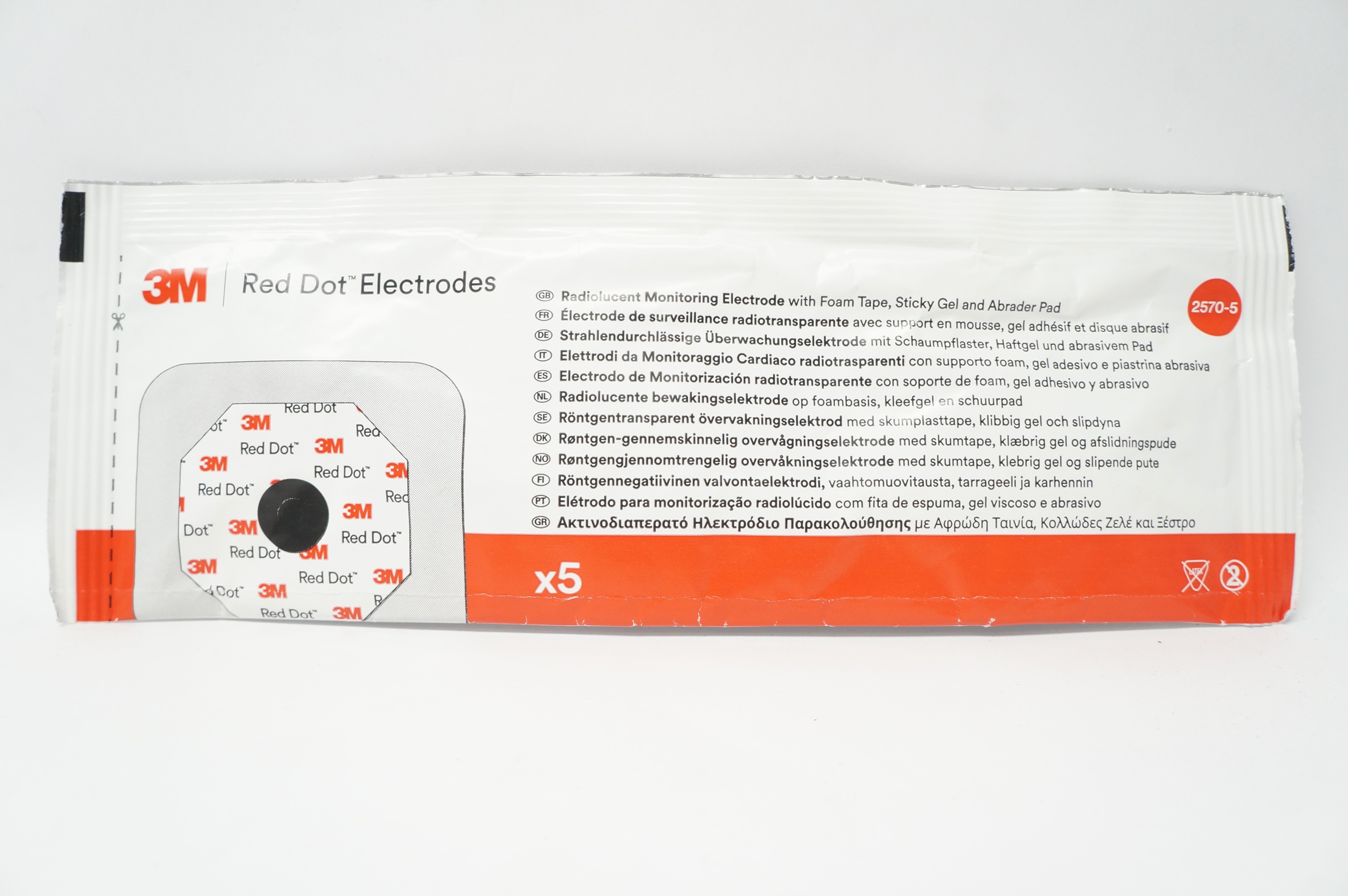 3M 2570-5 Red Dot Radiolucent Monitoring Electrode (x) - Pack of 5