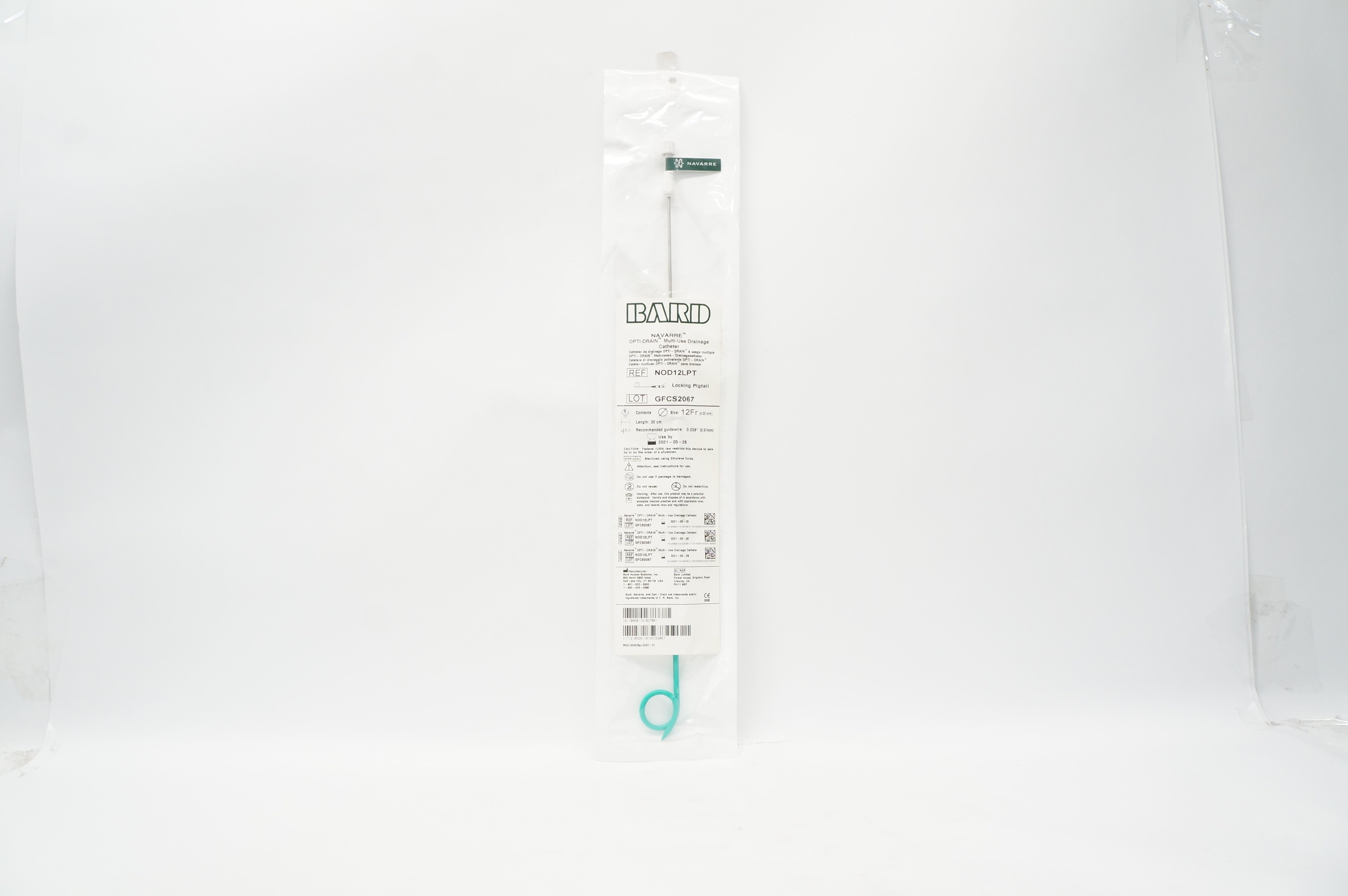 Bard NOD12LPT Navarre Opti-Drain Multi-Use Drainage Cath. 12Fr x 30cm (x)