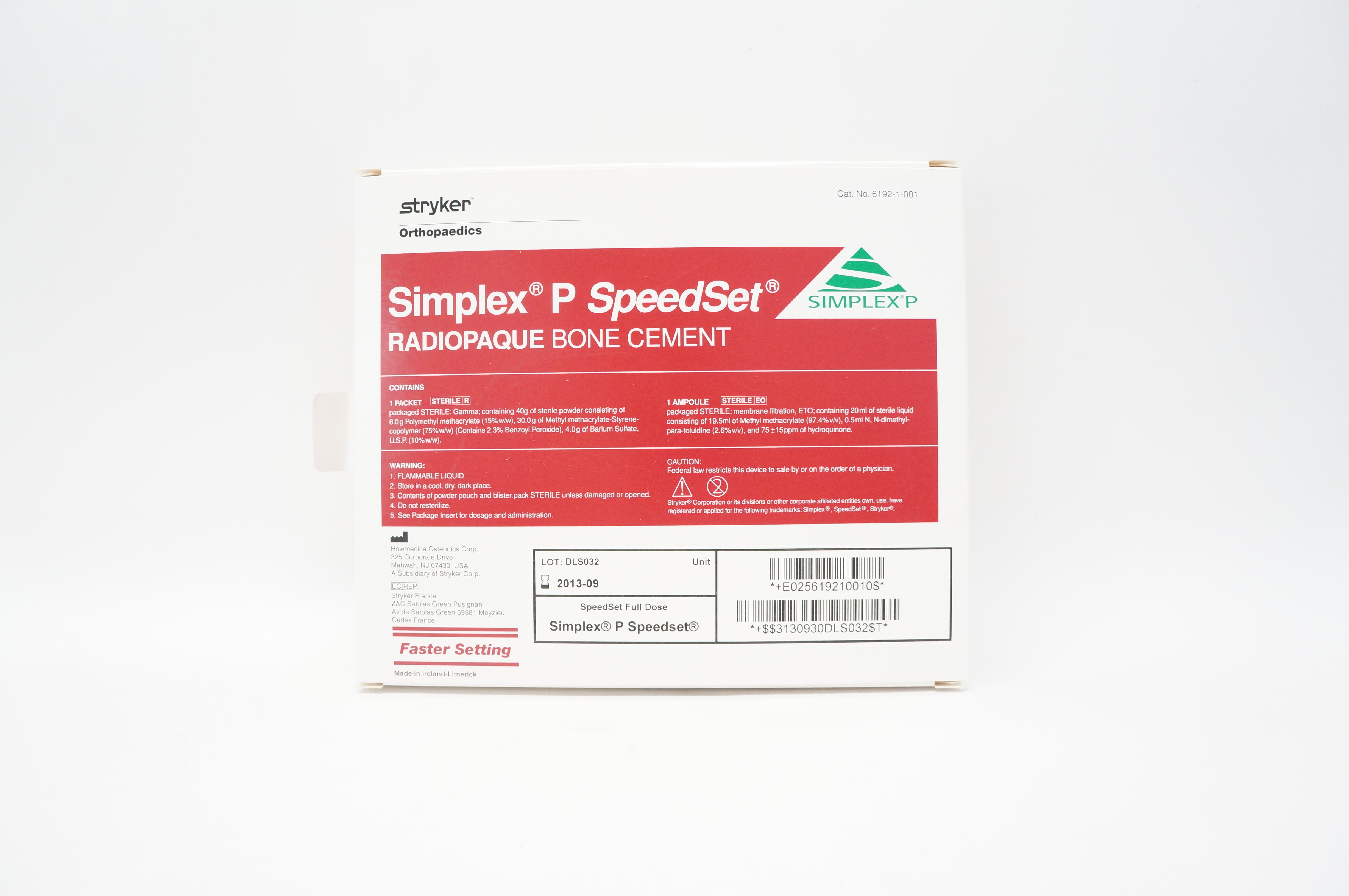 Stryker 6192-1-001 Simplex P SpeedSet Radiopaque Bone Cement (x)
