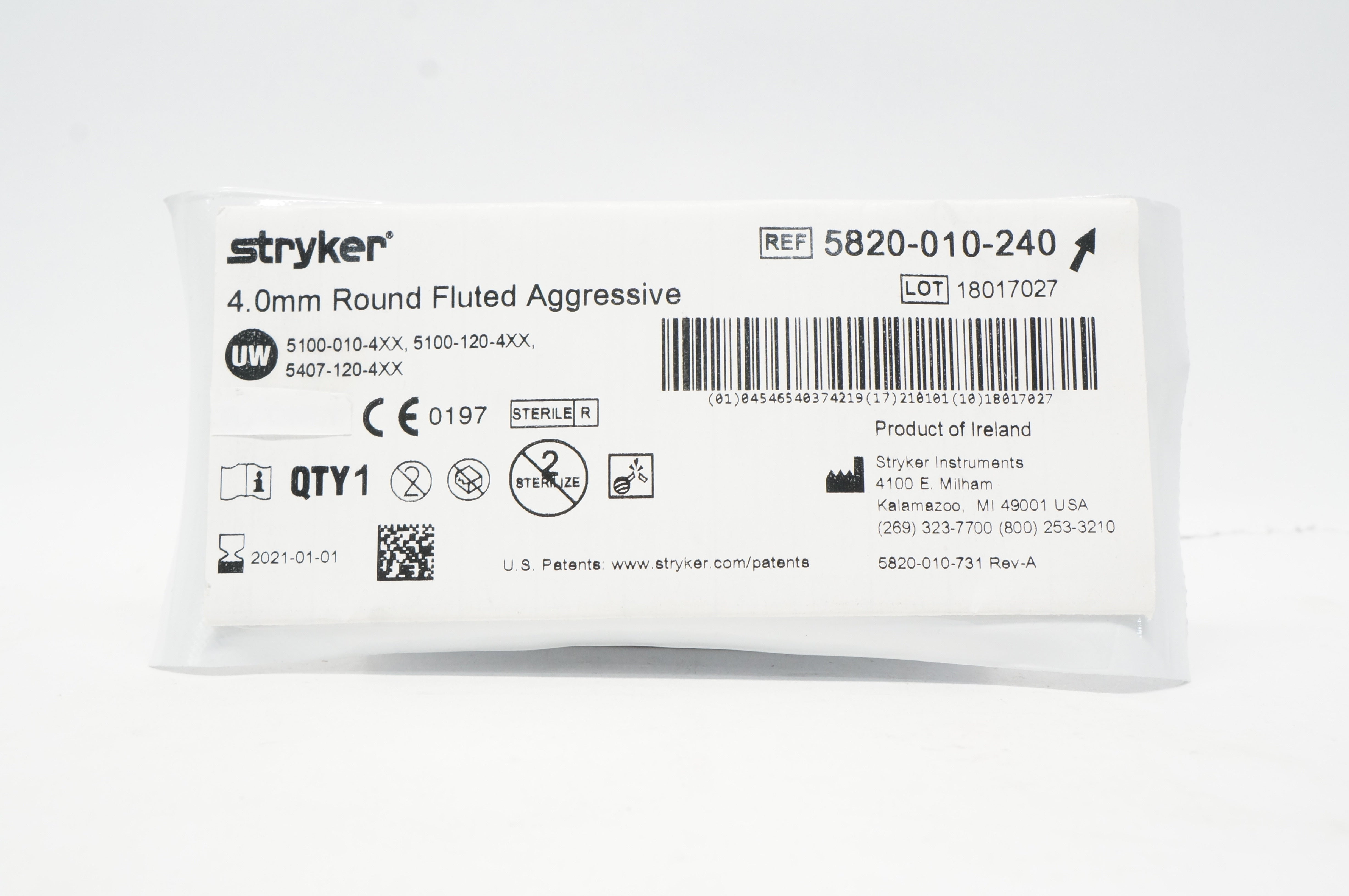Stryker 5820-010-240 Round Fluted Aggressive 4.0mm (x)