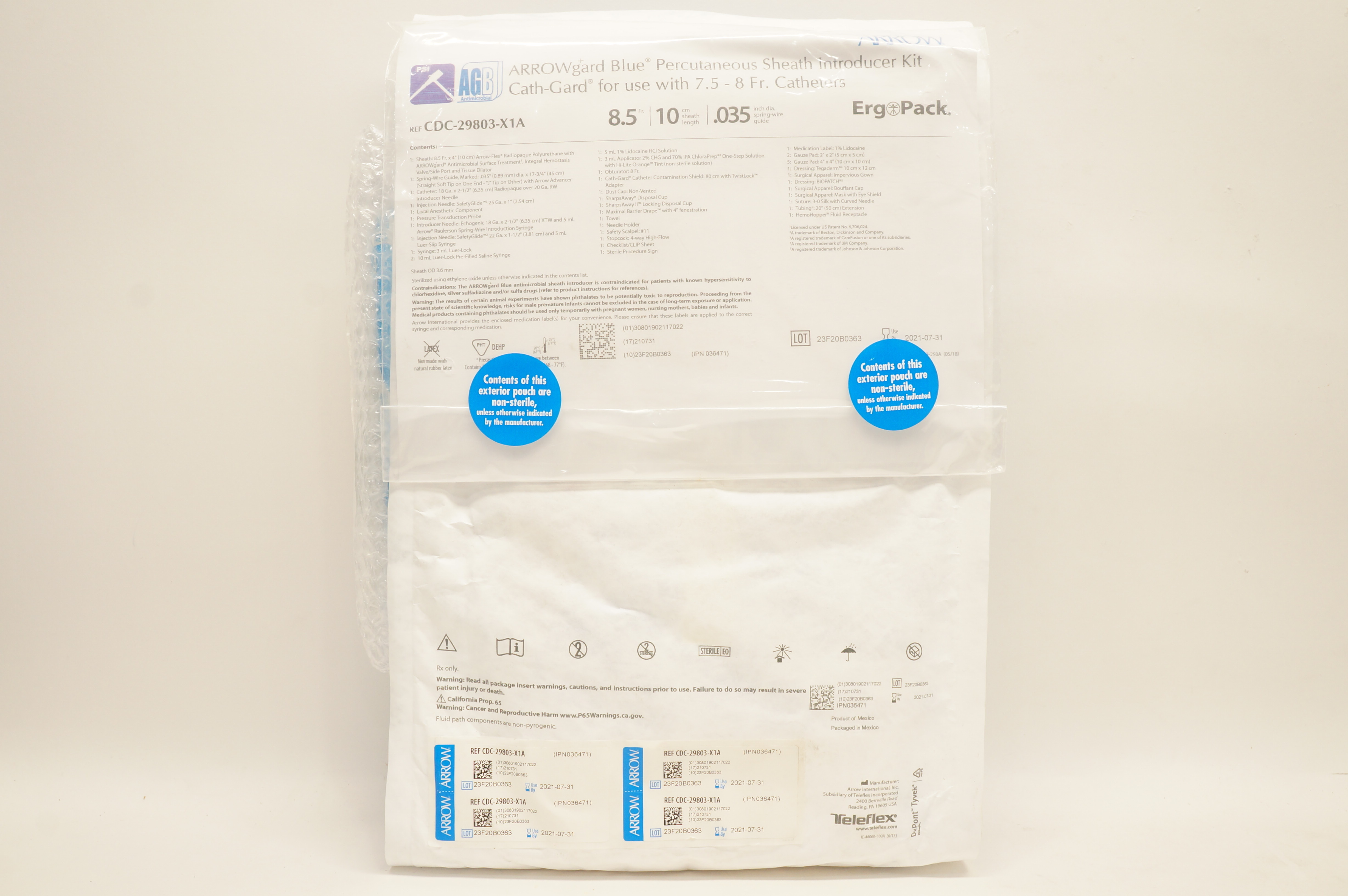 Arrow CDC-29803-X1A  Blue Percutaneous Introducer Kit 8.5Frx10cmx0.035in(x)