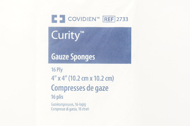 Covidien 2733 Curity Gauze Sponges 16-Ply 4 inch x 4 inch - Box of 200