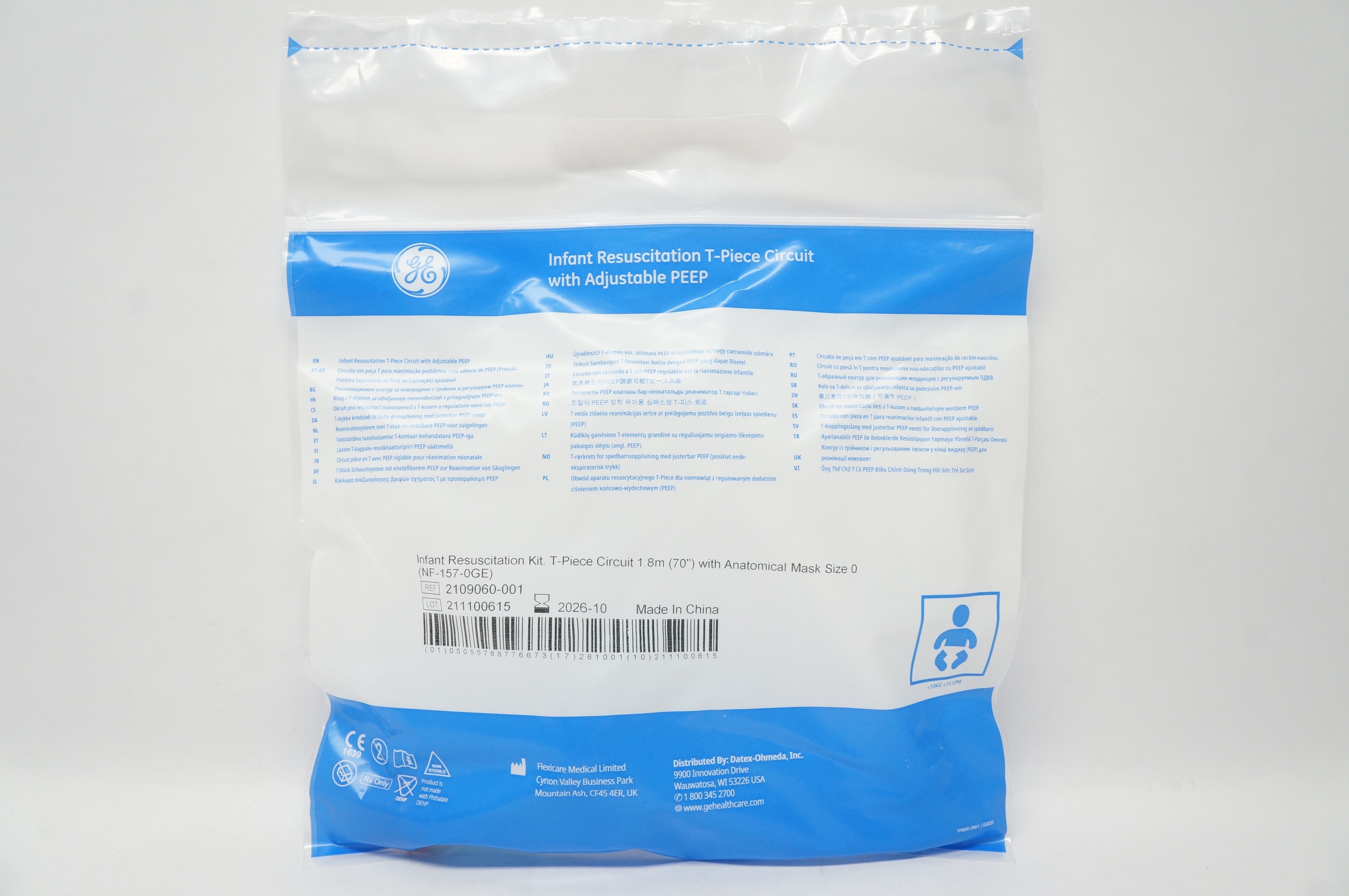 Flexicare 2109060-001 Infant Resuscitation Kit T-Piece Circuit w/Adjustable PEEP