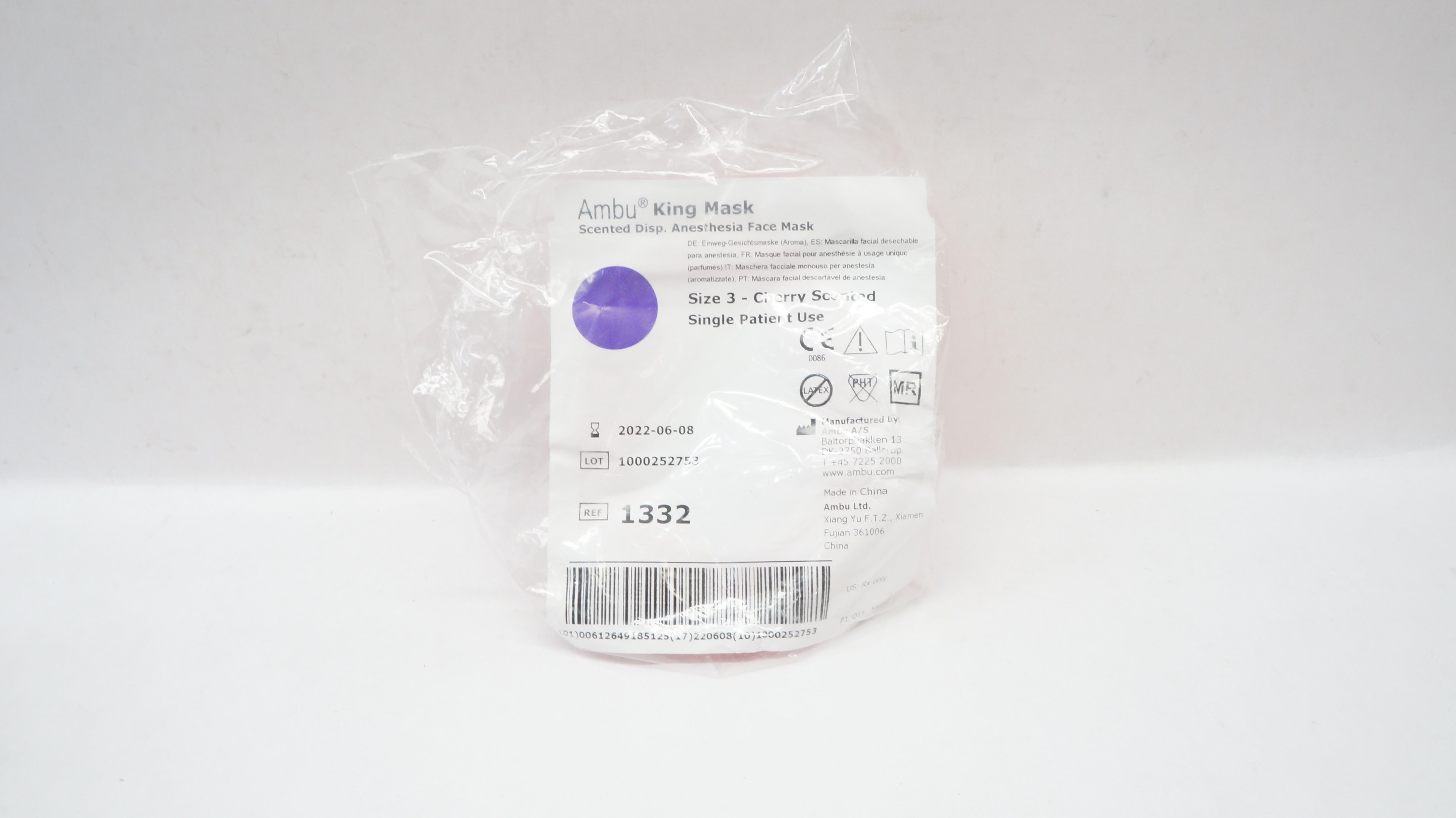 Ambu 1332 King Mask Cherry Scented Disp. Anesthesia Face Mask Size 3 (x)