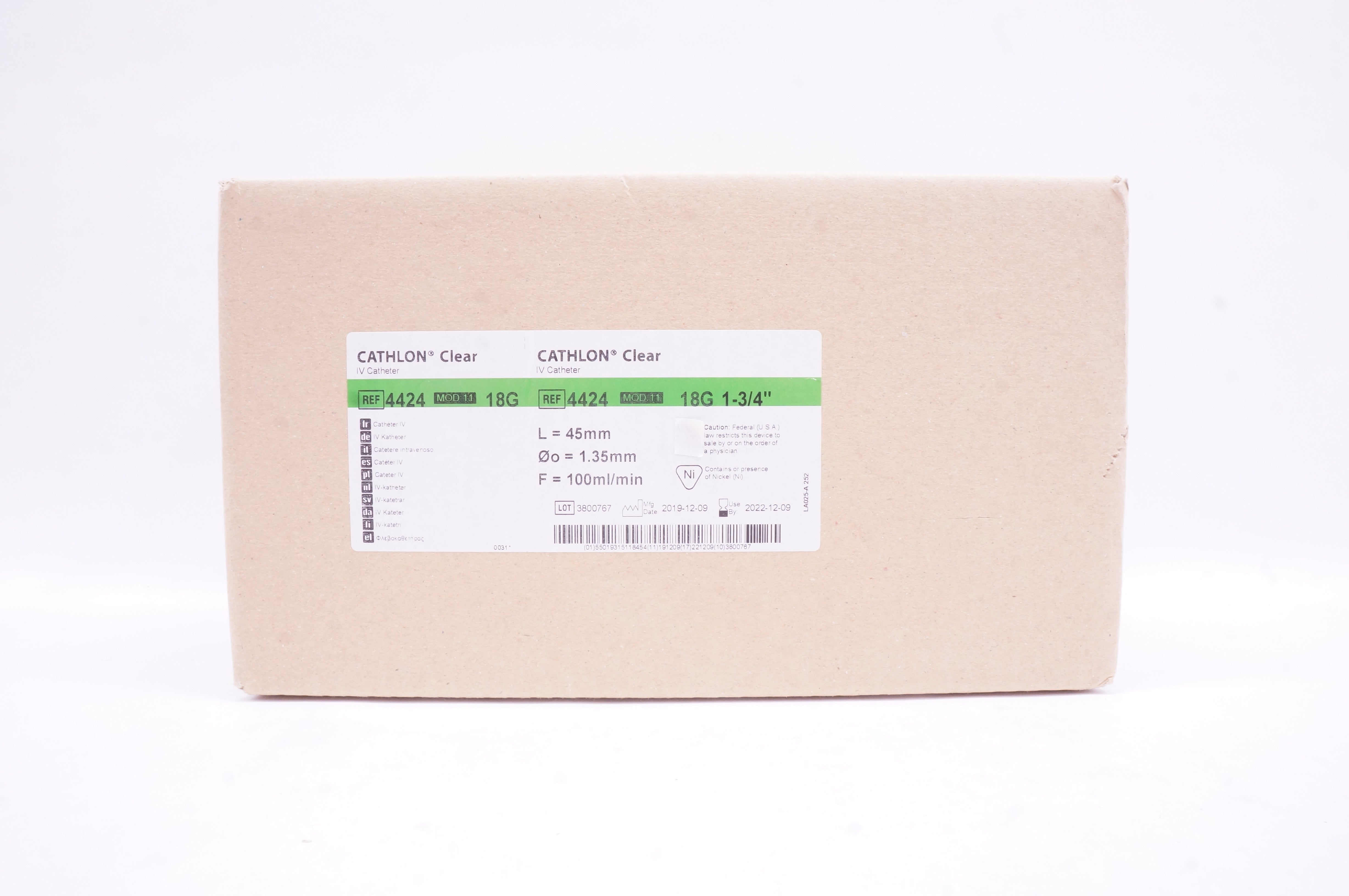 Smiths Medical 4424 Cathlon Clear I.V. Cath.18G x 1-3/4in100ml/min - Case of 200