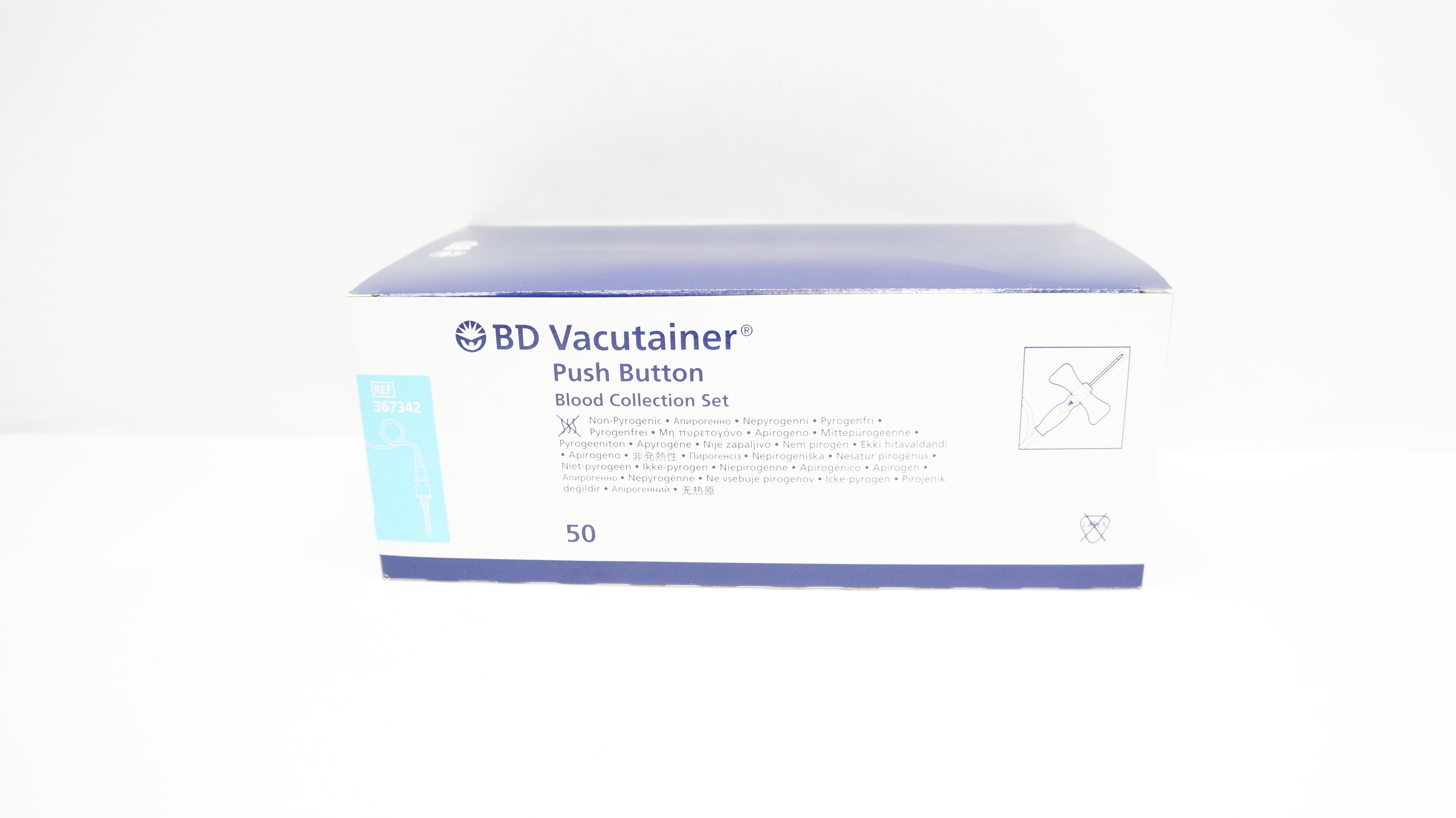 BD 367342 Push Button Blood Collection Set 23G x 3/4inch x 12inch - Box of 50