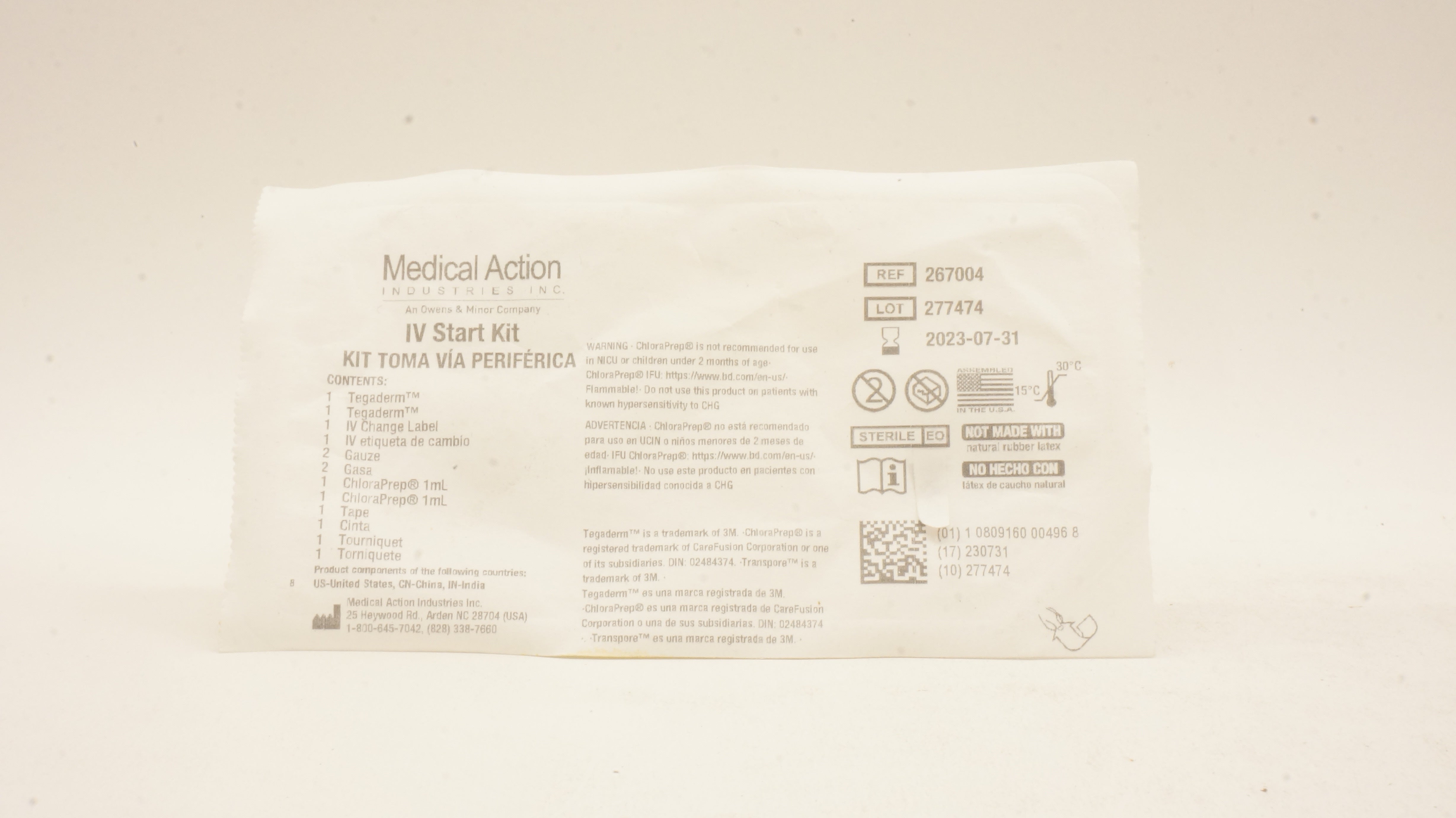 Medical Action 267004 IV Kit with CHG and Tegaderm