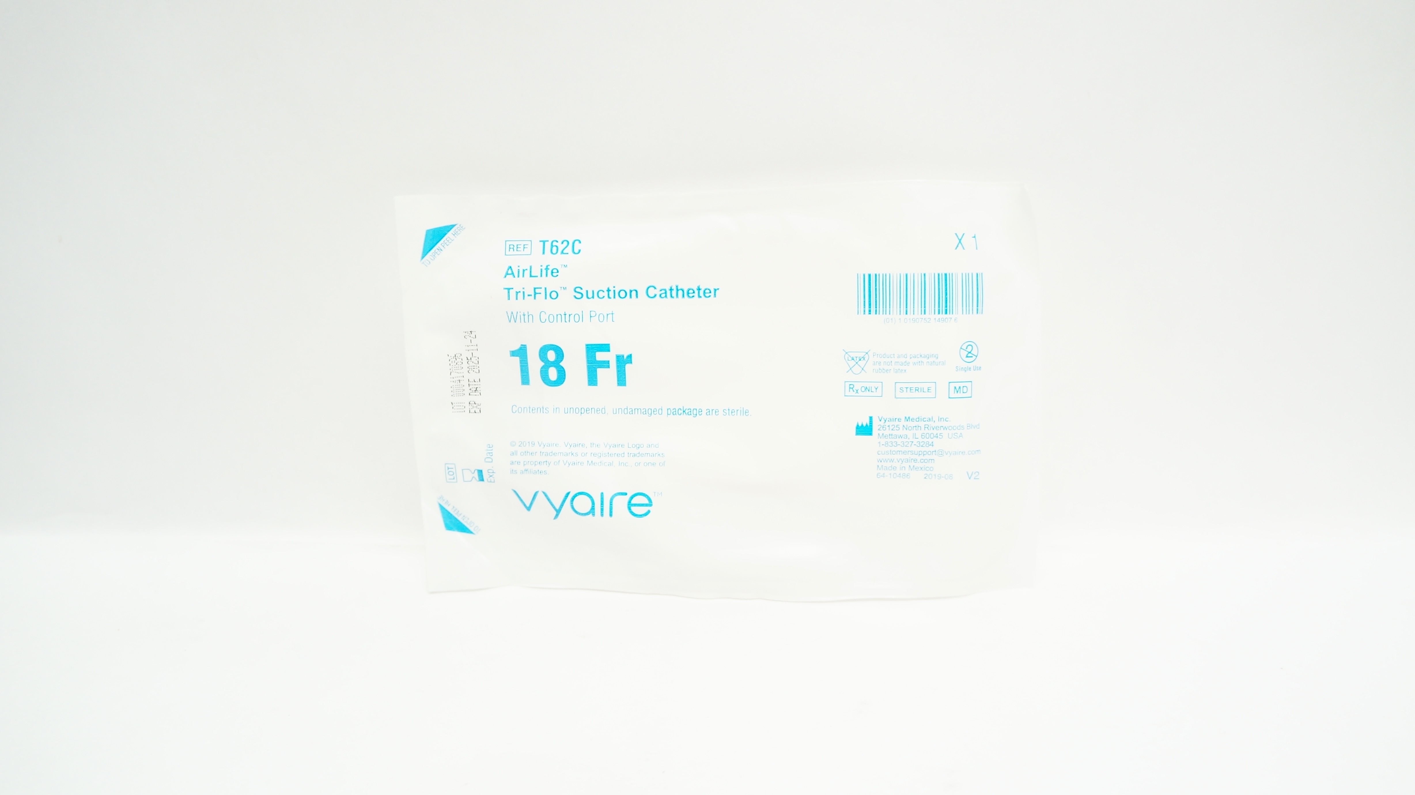 Vyaire T62C AirLife Tri-Flo Suction Cath. 18Fr