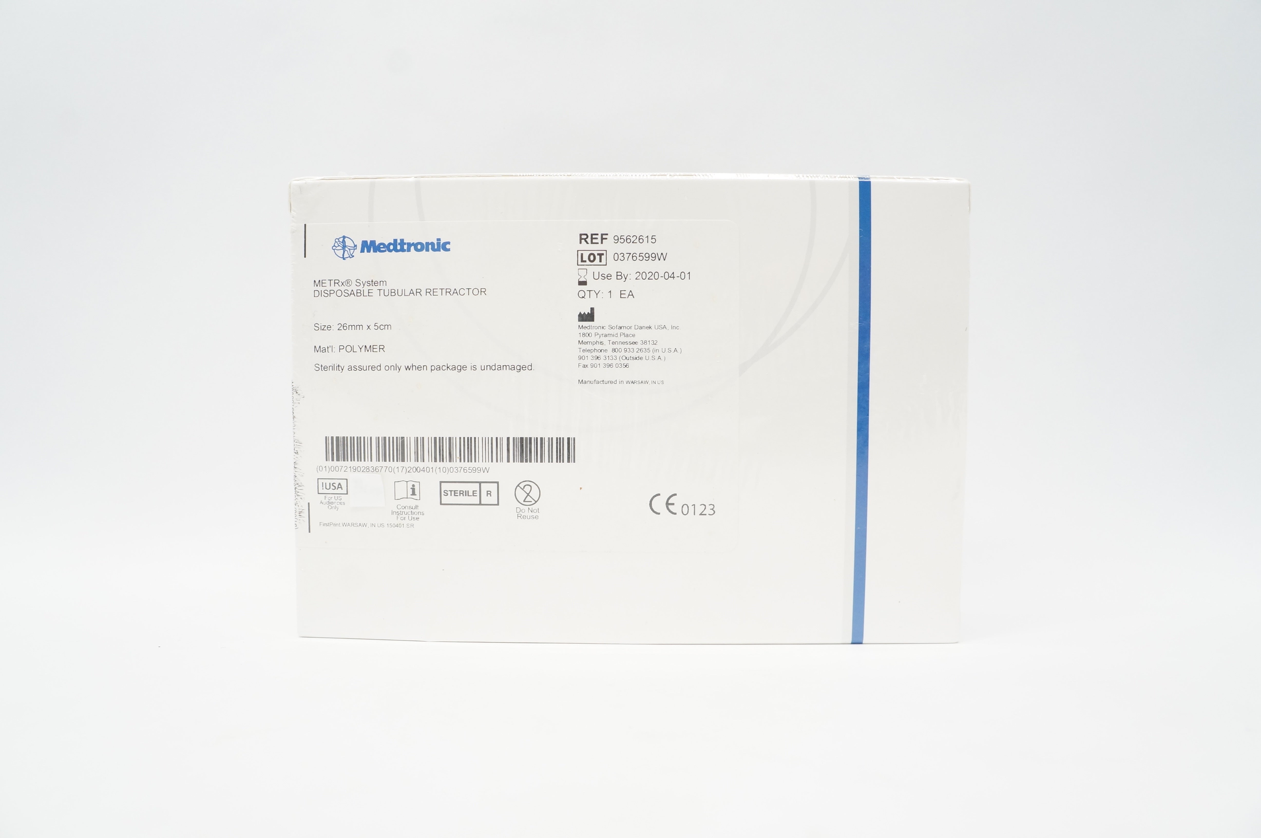 Medtronic 9562615 METRx Disposable Tubular Retractor, Polymer 26mm x