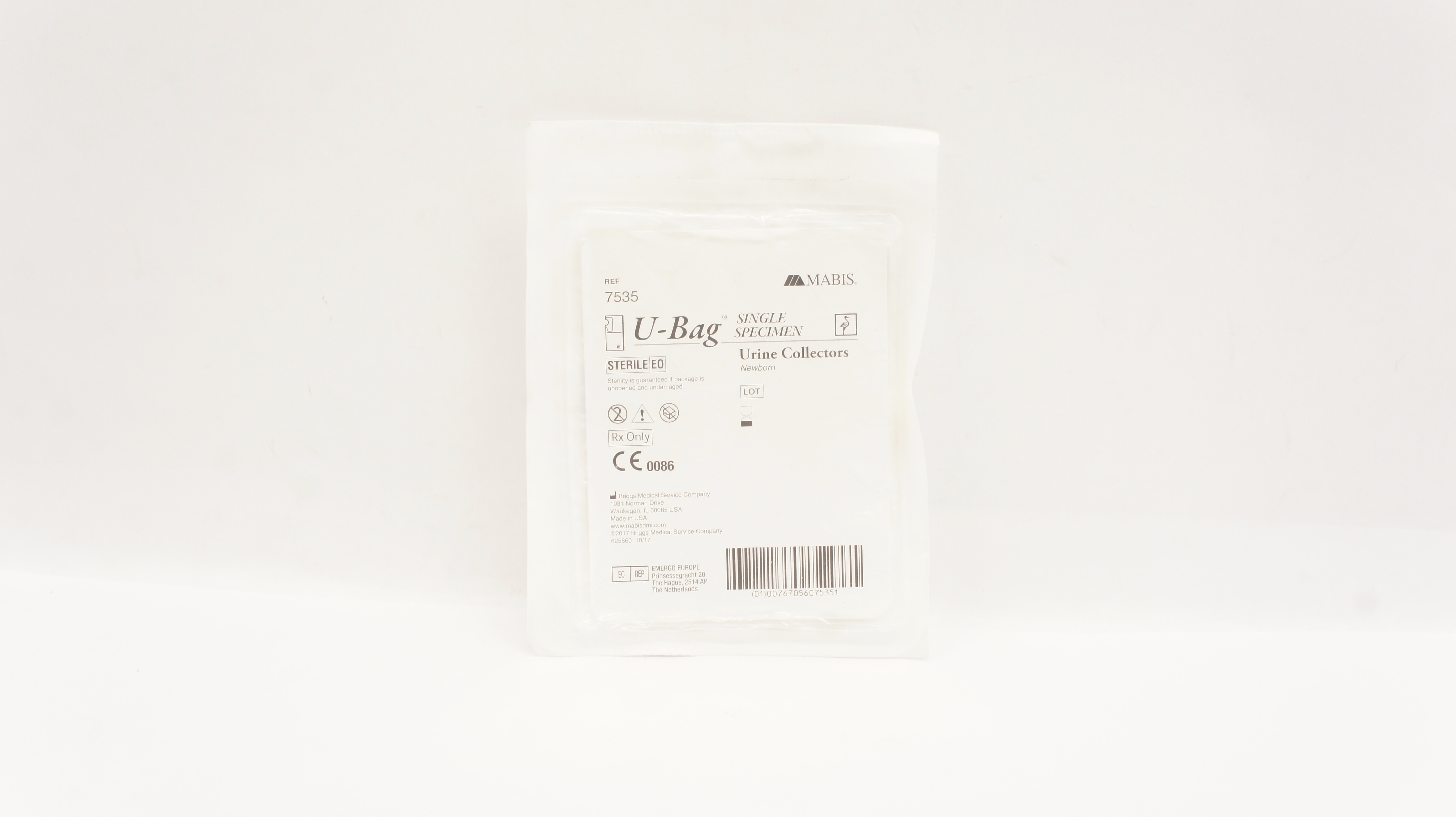 Briggs 7535 Mabis Healthcare U-Bag Single Specimen Urine Collectors Newborn