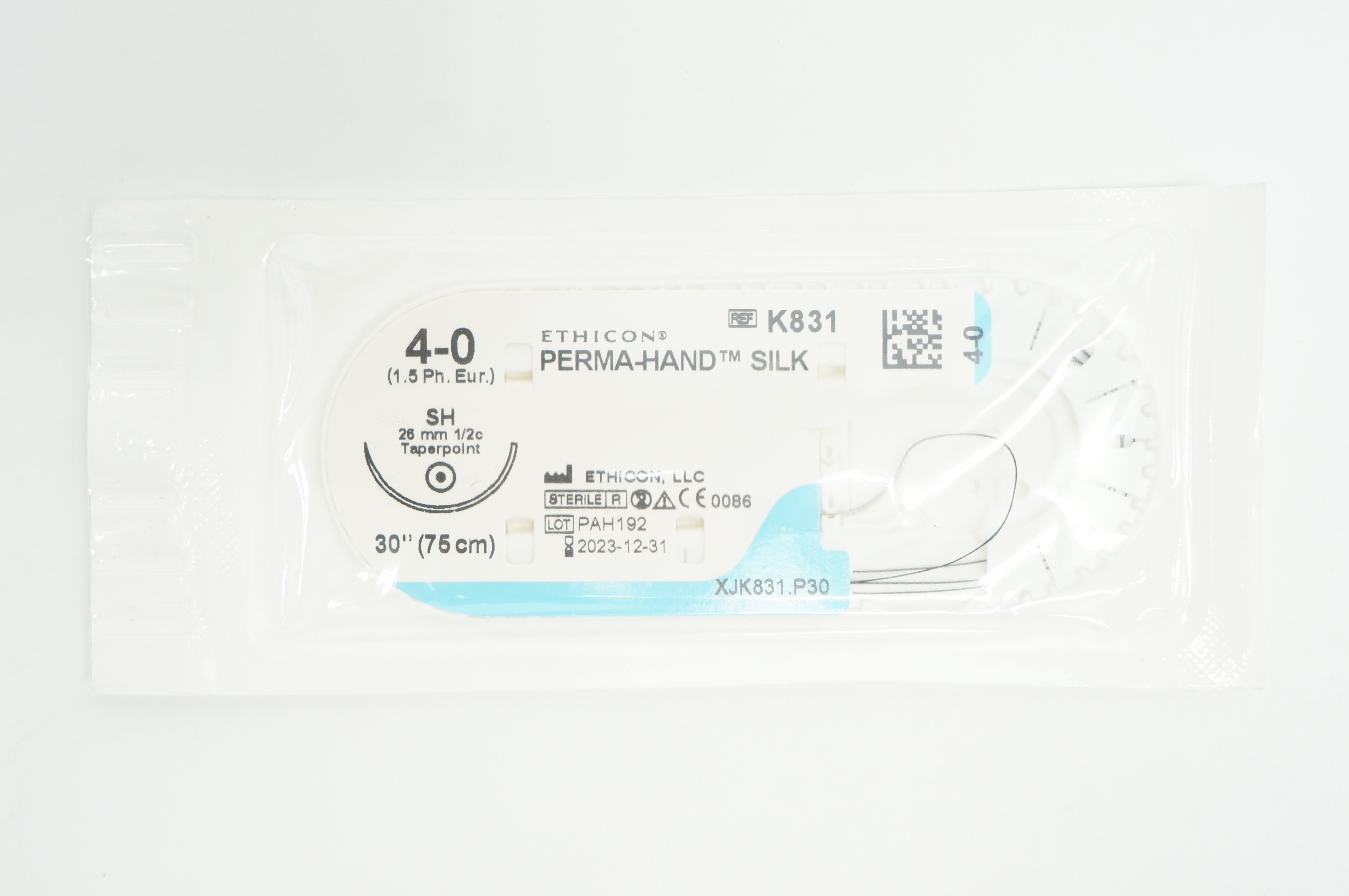 Ethicon K831 4-0 PERMA-HAND SILK SH, 26mm 1/2c Taperpoint, 30inch