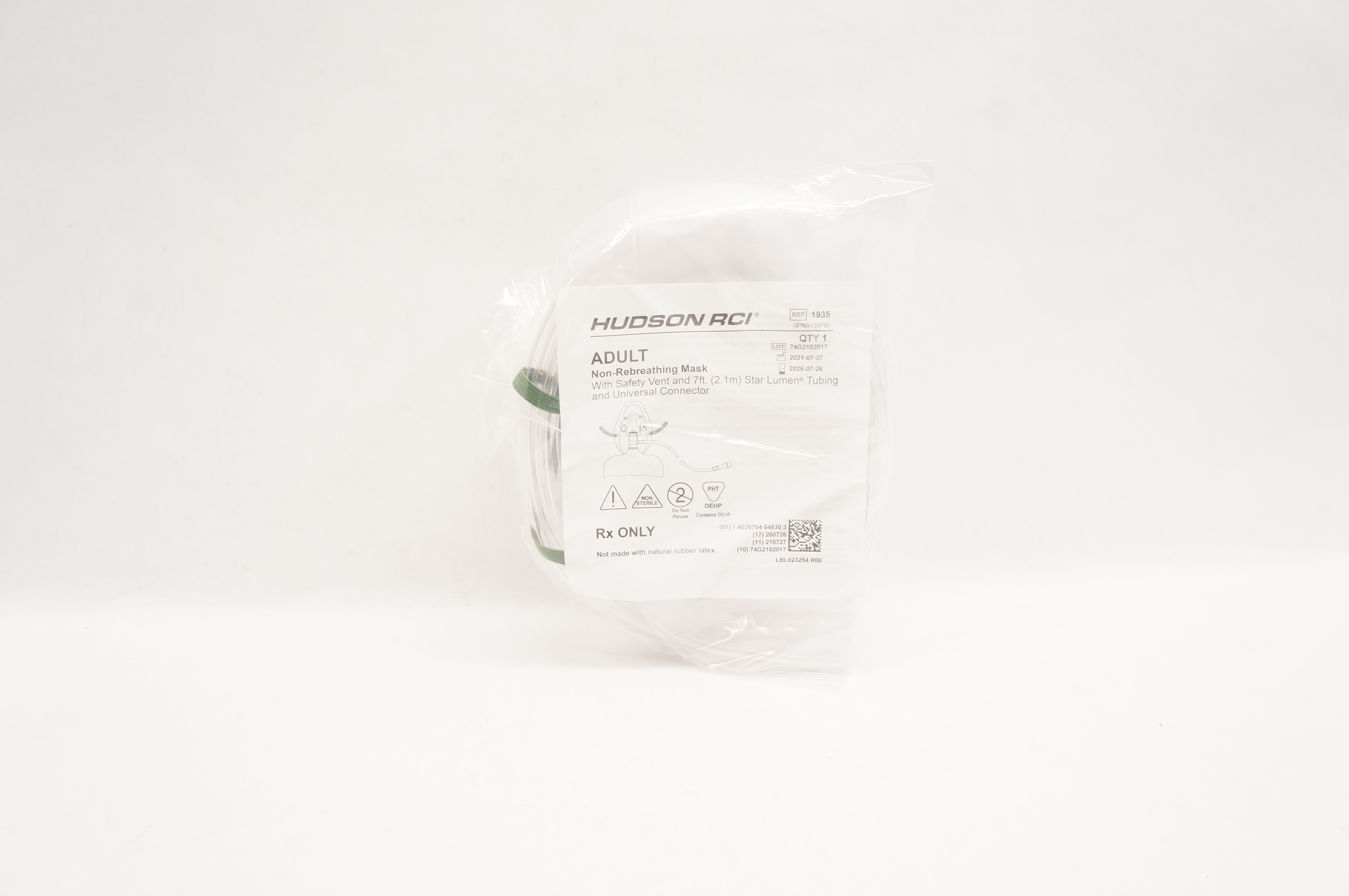 Hudson RCI 1935 Adult Non-Rebreathing Oxygen Mask With Safety Vent